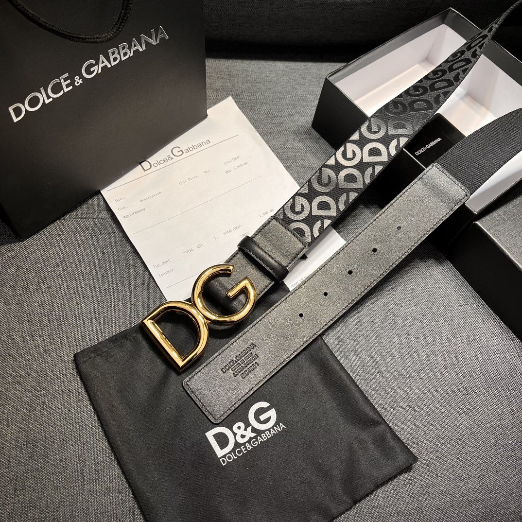 DG宽3.8cm Dolce&Gabbana 新款 男士织带印花腰带