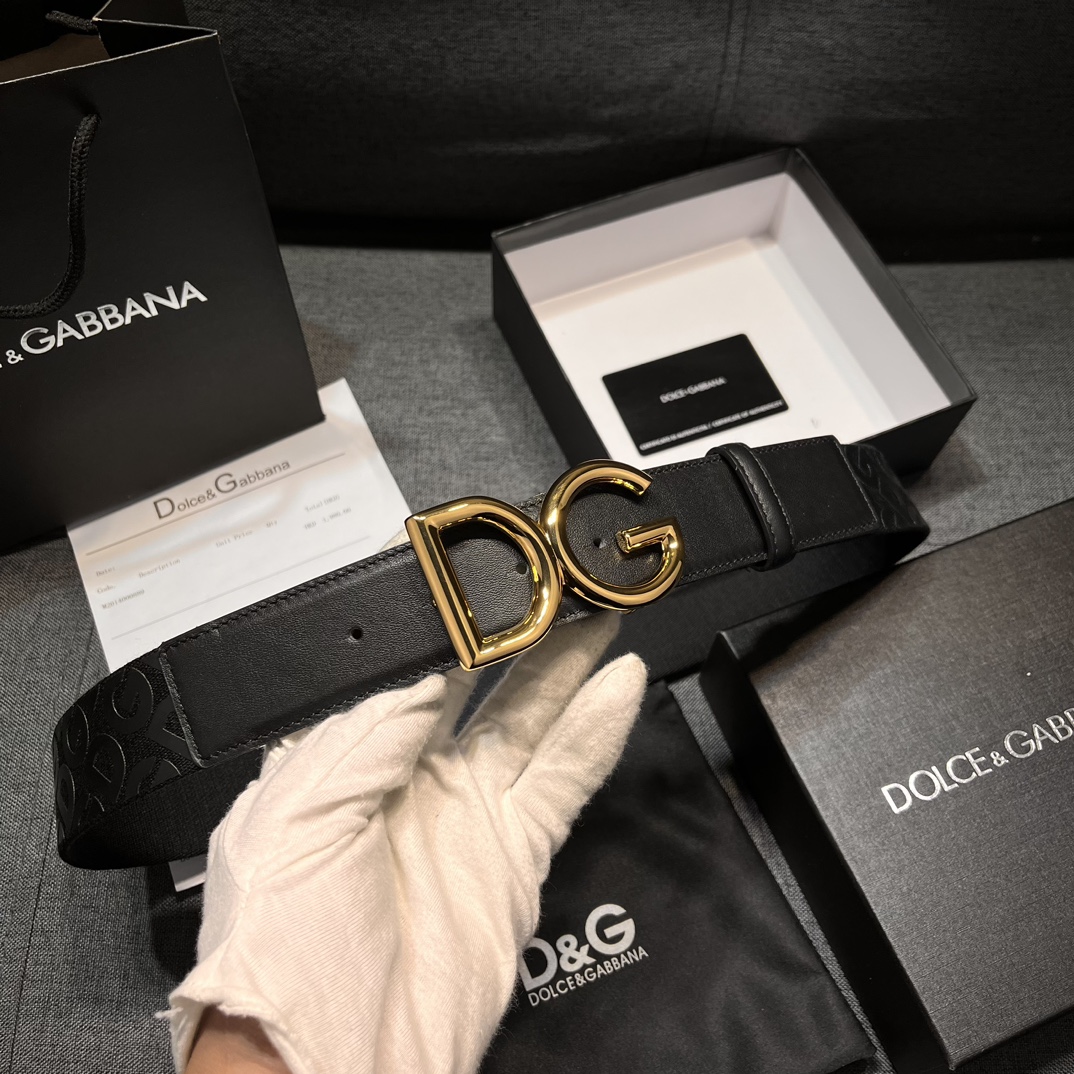 DG宽3.8cm Dolce&Gabbana 新款 男士织带印花腰带