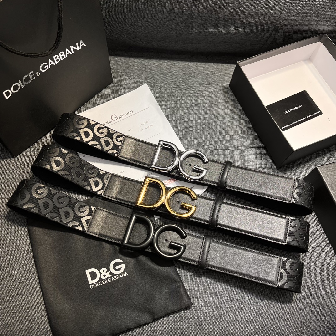 DG宽3.8cm Dolce&Gabbana 新款 男士织带印花腰带