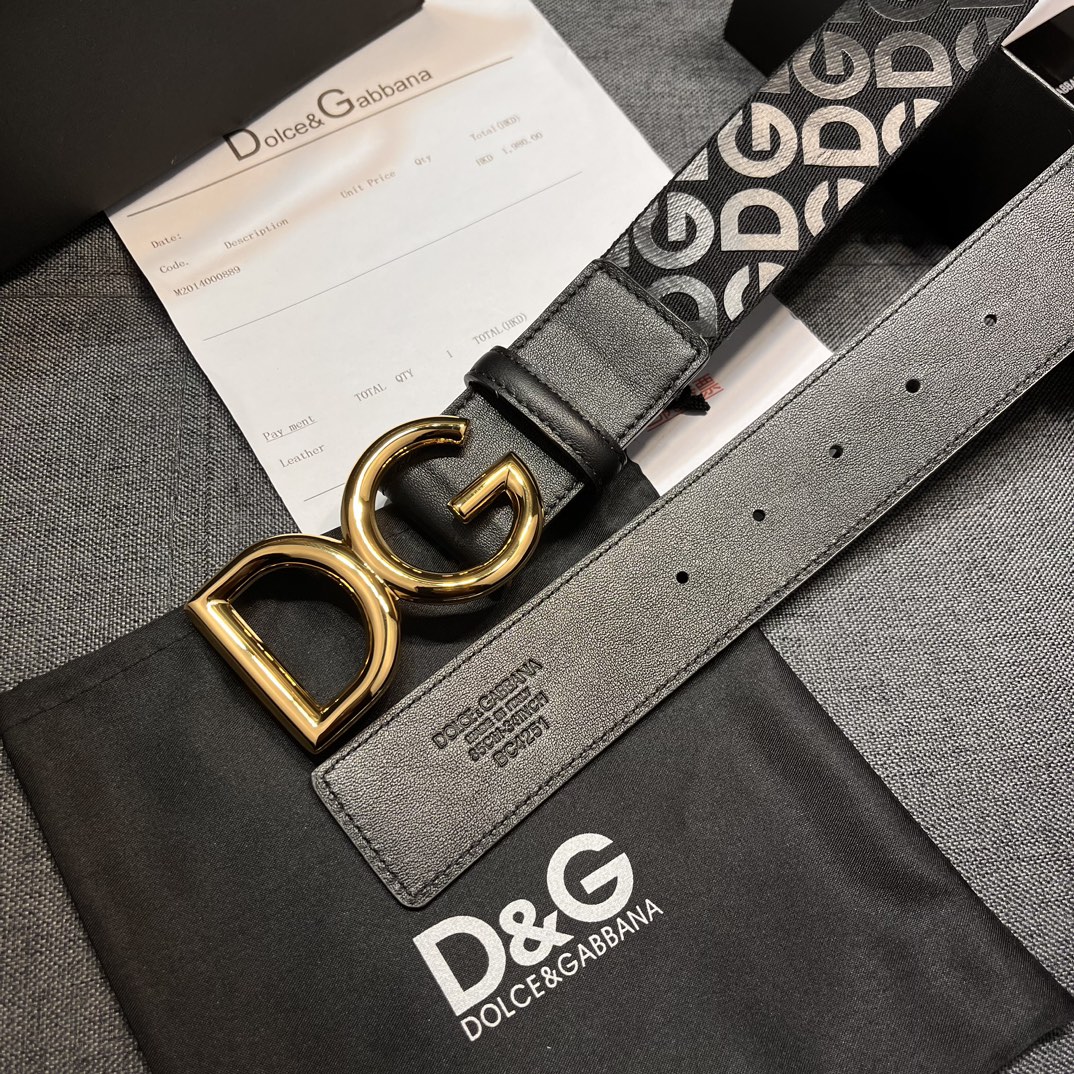 DG宽3.8cm Dolce&Gabbana 新款 男士织带印花腰带
