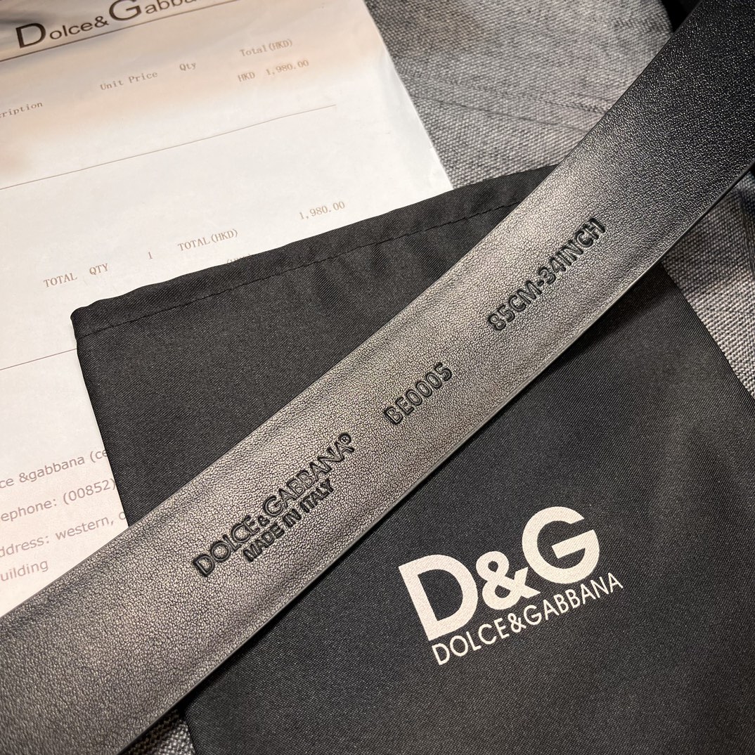 DG宽4.0cmDOLCEGABBANA杜嘉班纳DG新品DG头牛皮简约百搭男士皮带腰带