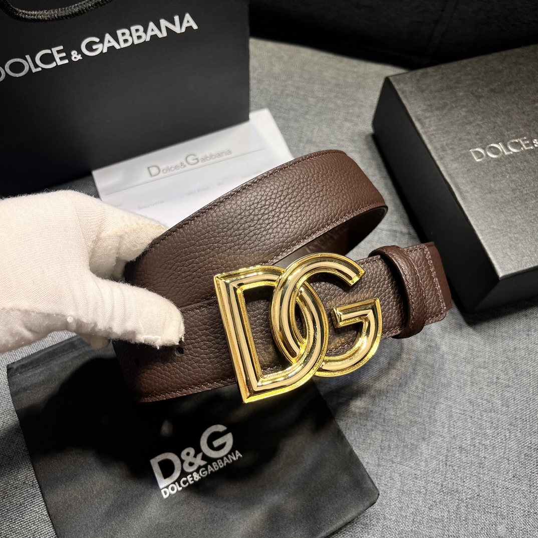 DG宽4.0cmDolce&Gabbana全新鹿皮纹印花全小牛皮腰带,简约配饰,点缀个性化DG徽标搭扣D