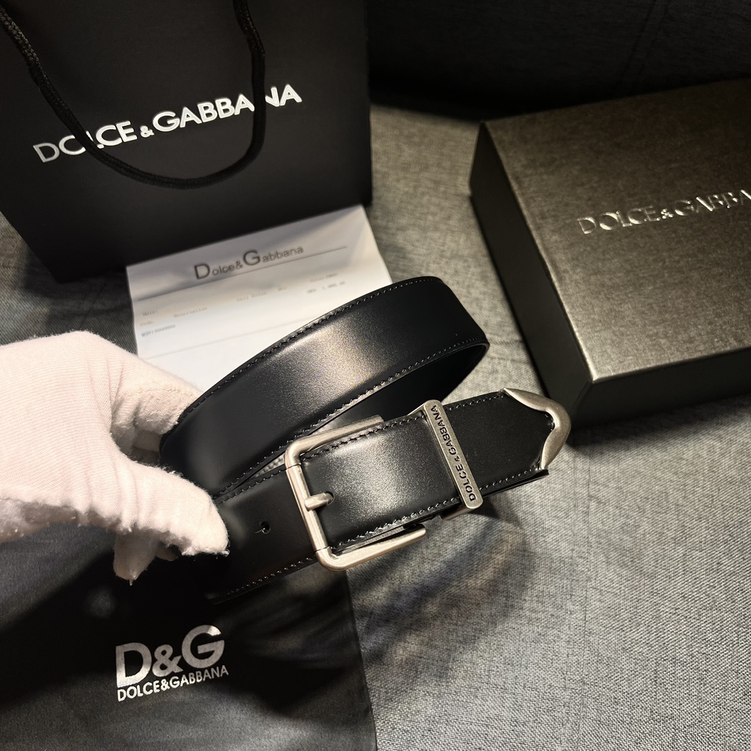 DG 宽3.5㎝ Dolce&Gabbana 全新小牛皮腰带 干练摩登配饰