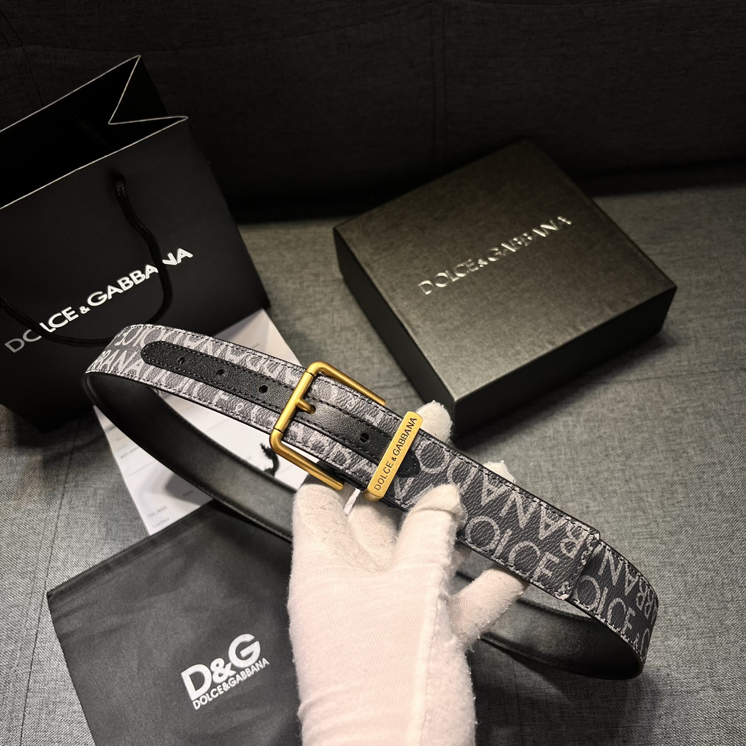 DG 宽3.5㎝ Dolce&Gabbana 全新小牛皮腰带 干练摩登配饰