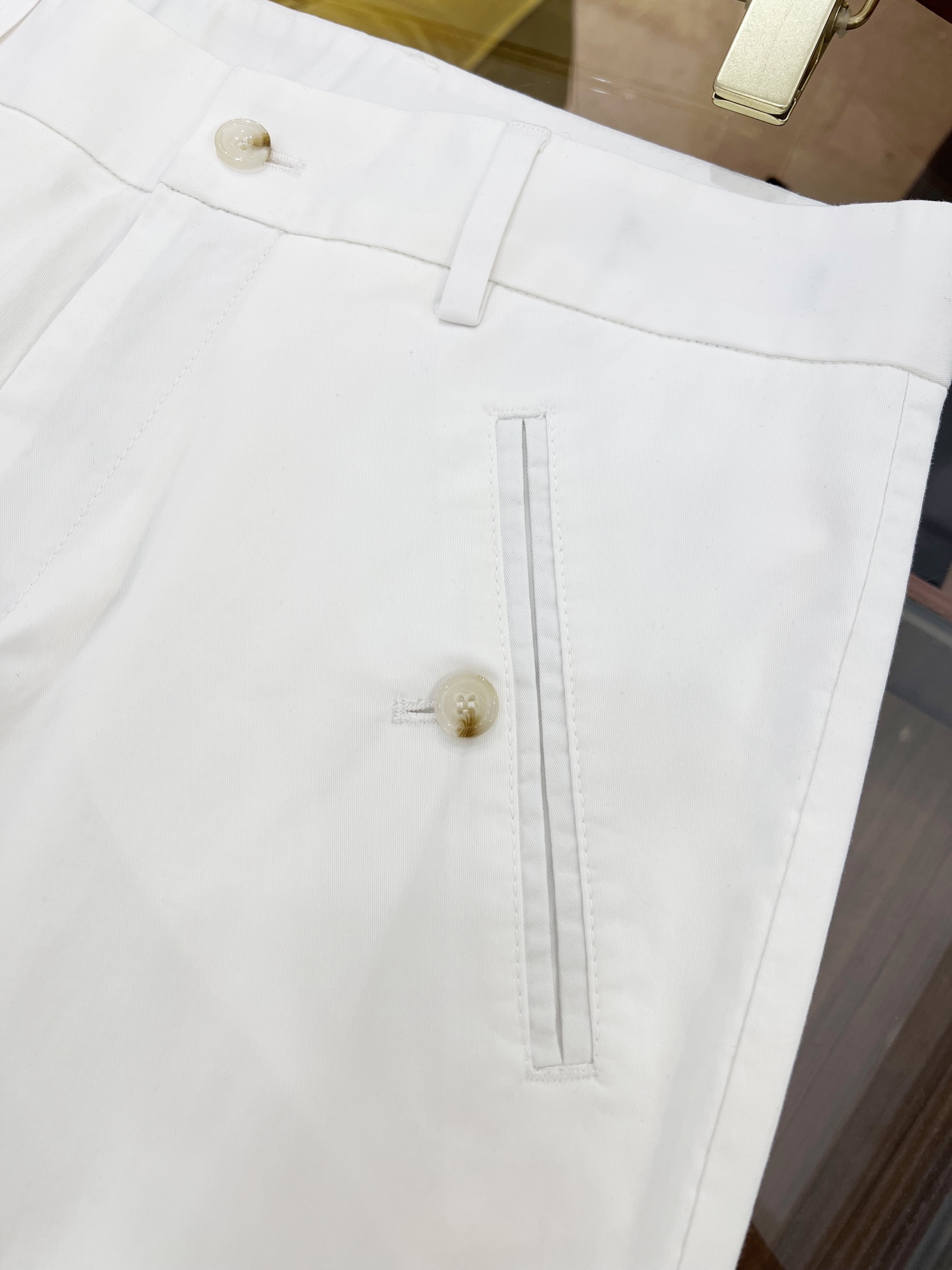 SS新款休闲九分裤顶级皮牌logo棉质弹力面料个性拉链设计上身有型完美细节修身小脚裤型白色码数44-52