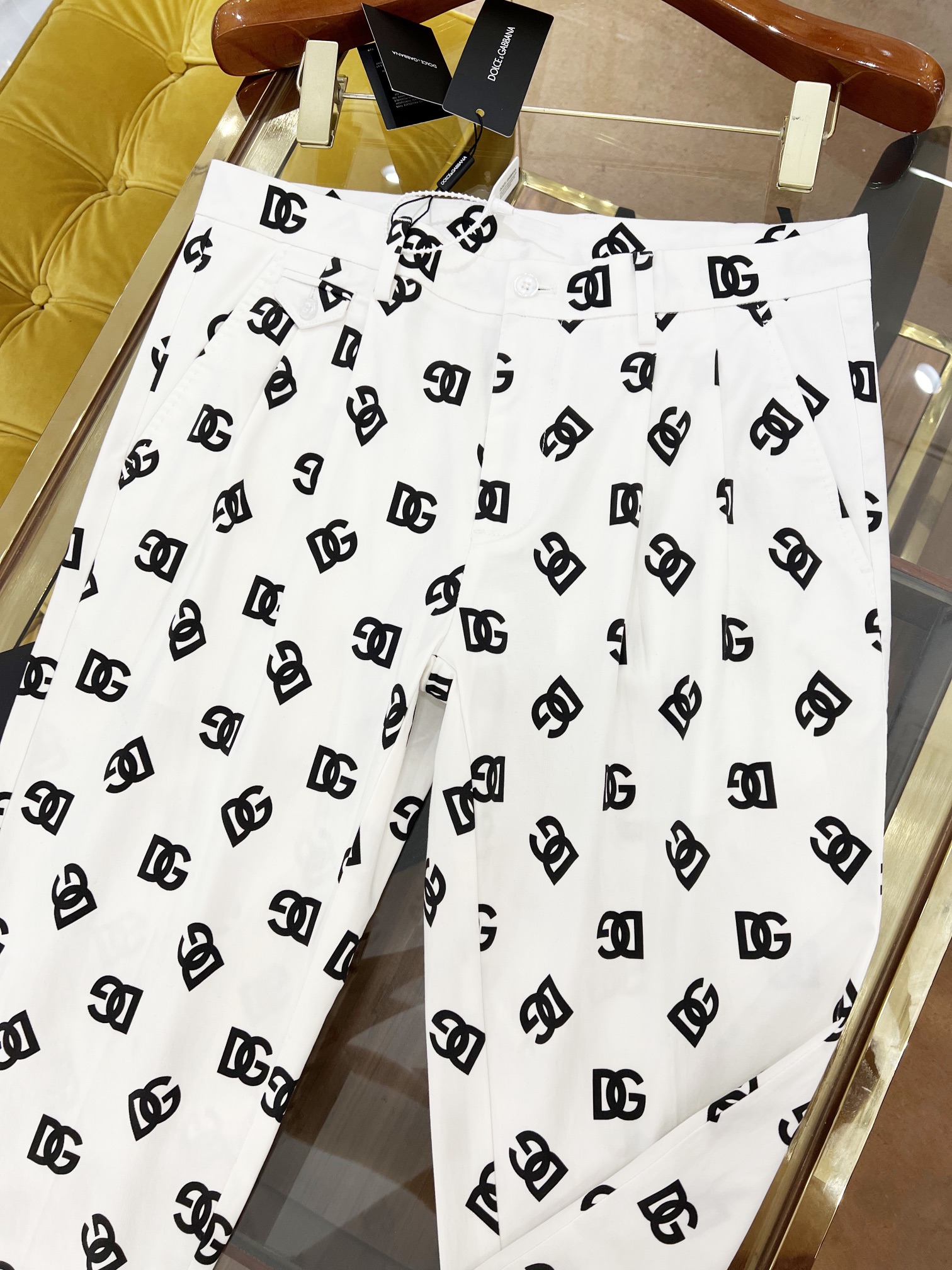 SS新款休闲裤完美DG直喷印花logo棉质弹力面料拉链细节对版上身超有型修身小脚码数44-52