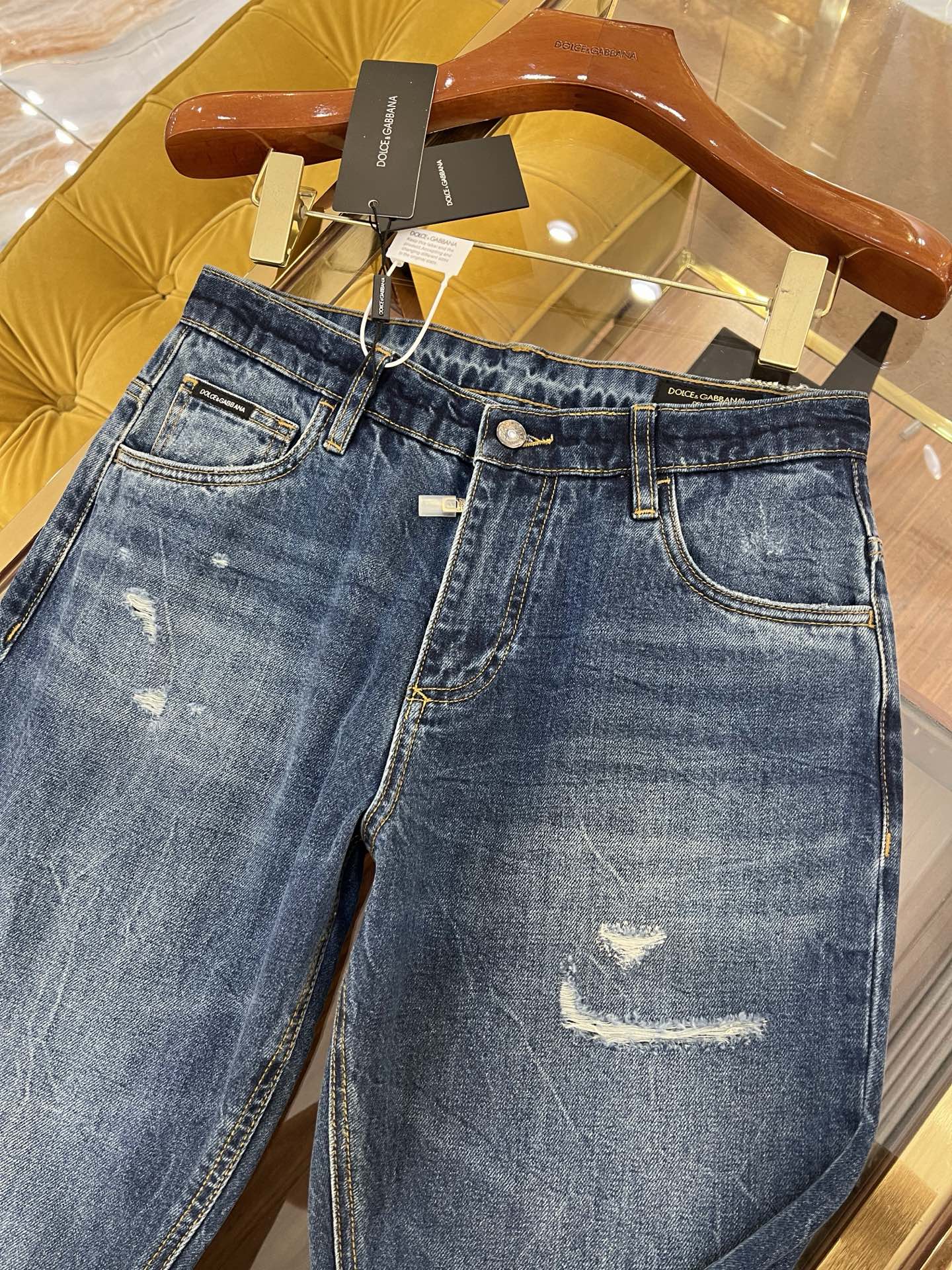   2025SS🔥DG新款顶级牛仔裤 重工破洞水洗 完美DG刺绣logo 高档拉链五金定制 LOOSE微
