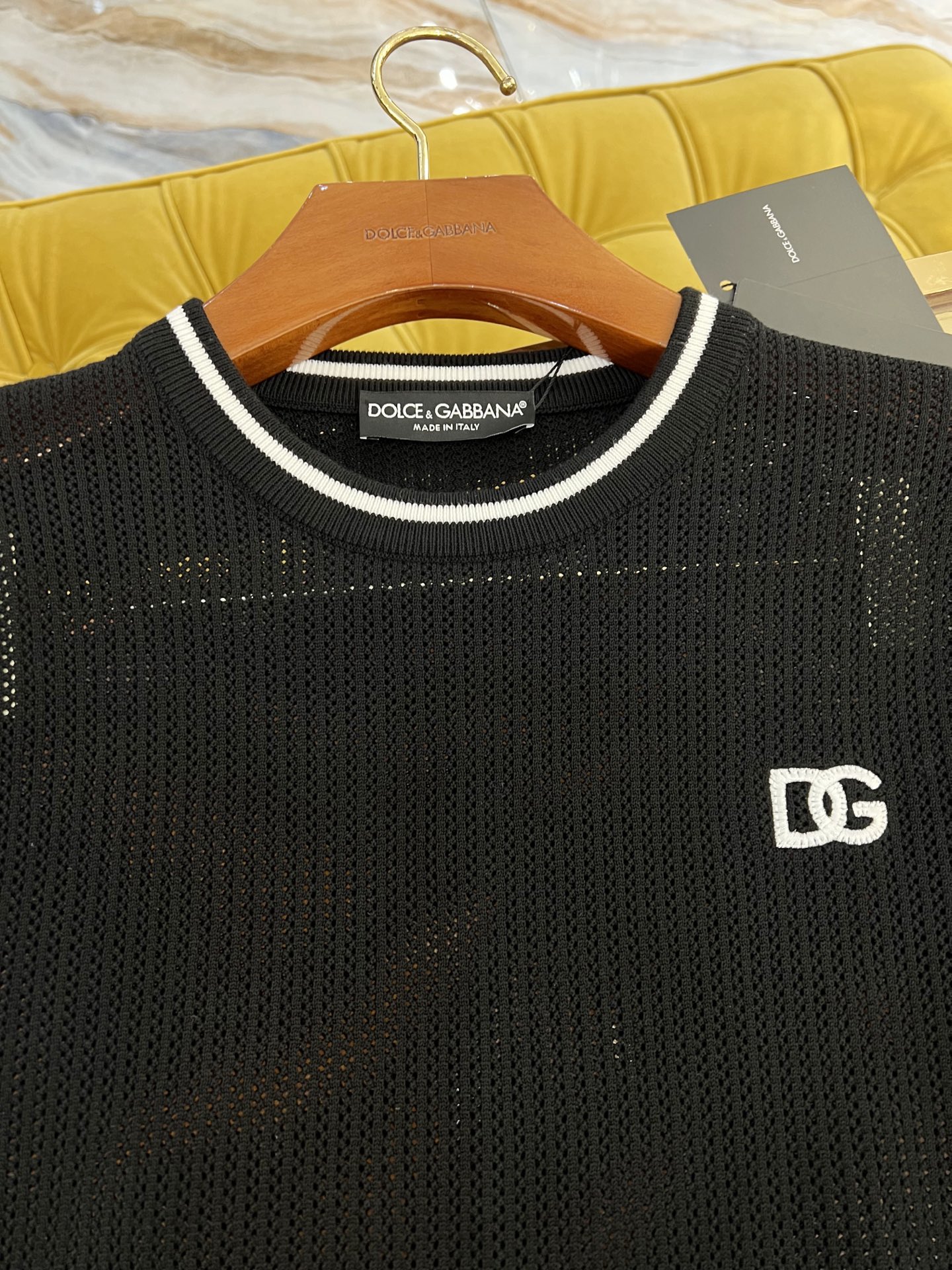 Dolce & Gabbana Black Knit T-Shirt with Embroidered Logo - Latest Collection 4 i1740669246382 1502 0 2