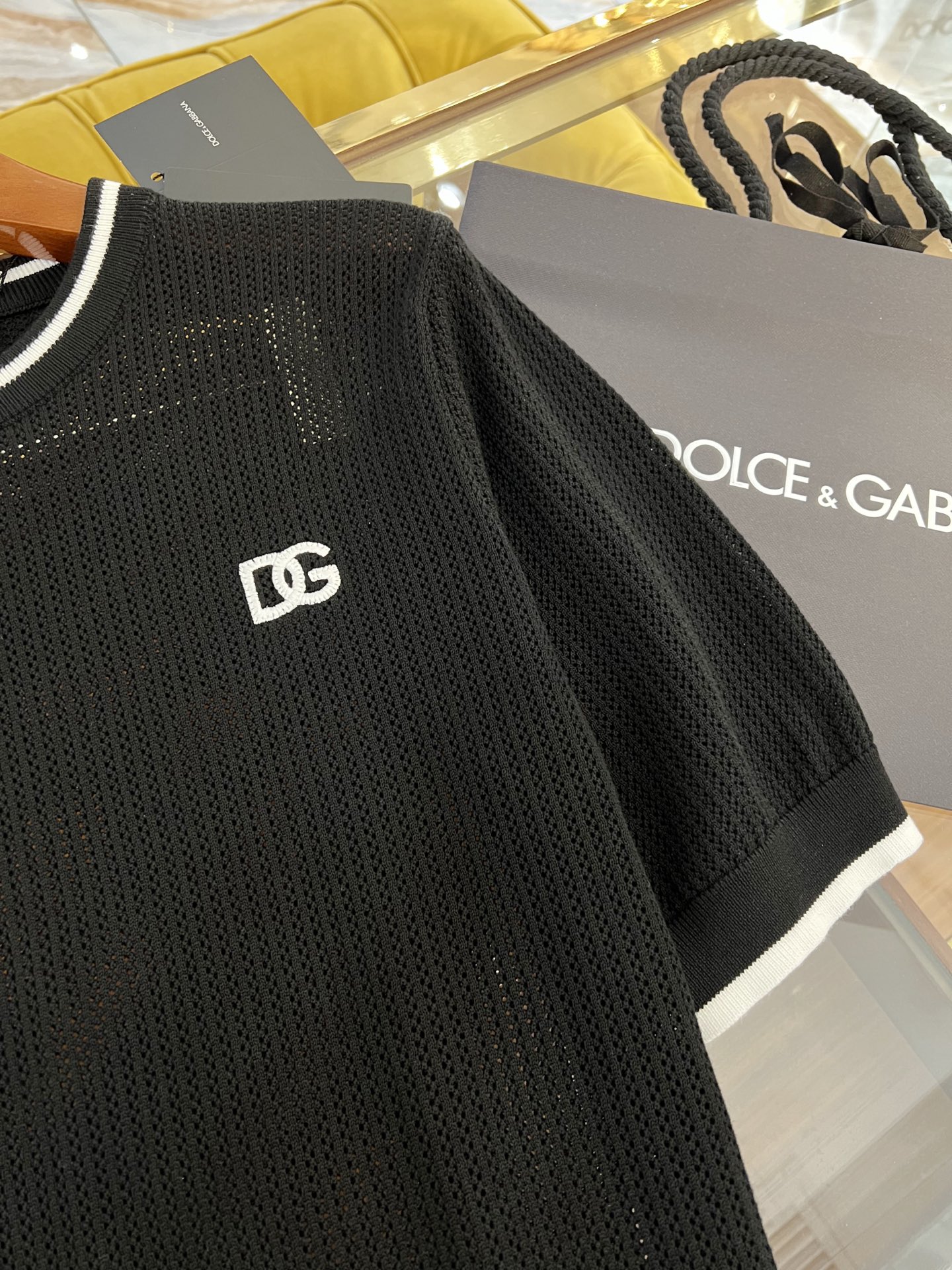 Dolce & Gabbana Black Knit T-Shirt with Embroidered Logo - Latest Collection 3 i1740669247007 5613 0 3