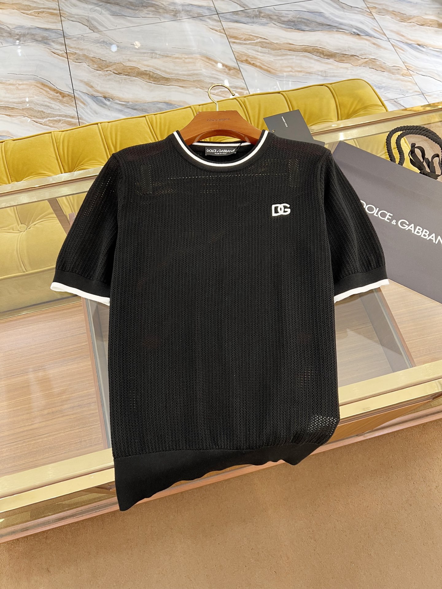 Dolce & Gabbana Black Knit T-Shirt with Embroidered Logo - Latest Collection 2 i1740669247057 9742 0 6