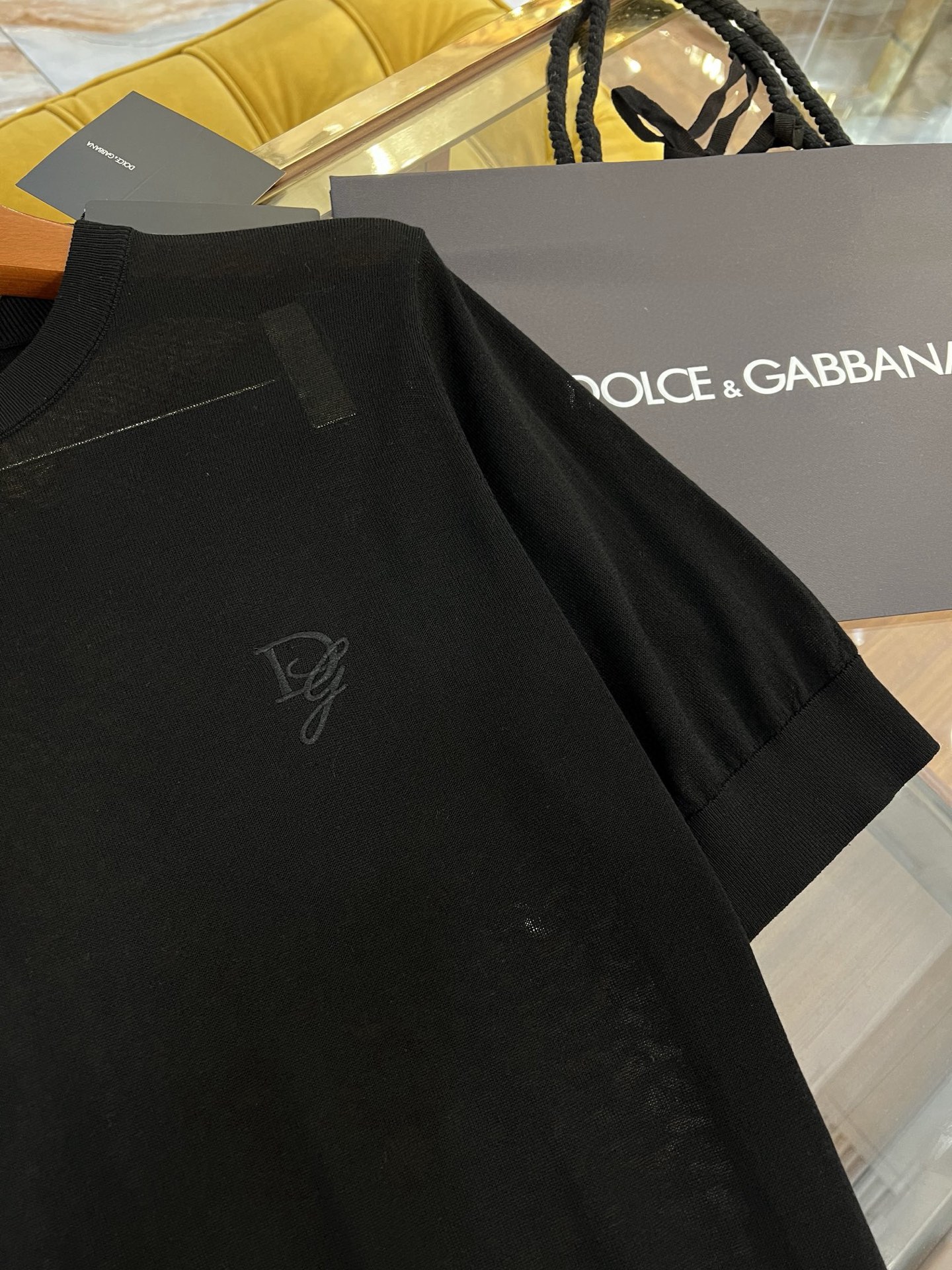 Dolce & Gabbana Blue Silk Knit T-Shirt with Embroidered DG Logo 4 i1741106178346 6442 0 6