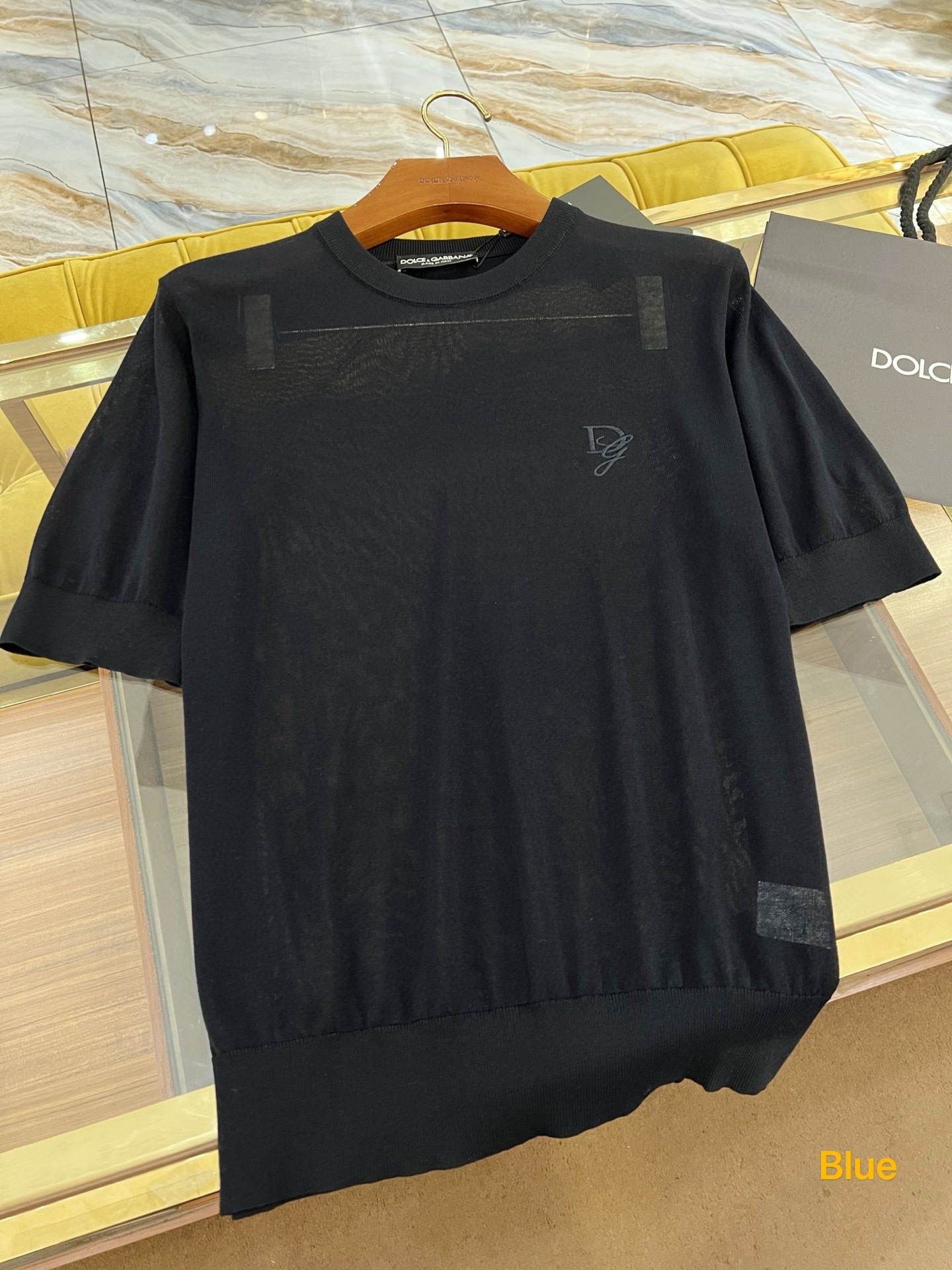 Dolce & Gabbana Blue Silk Knit T-Shirt with Embroidered DG Logo 3 i1741109308272 4769 0 7
