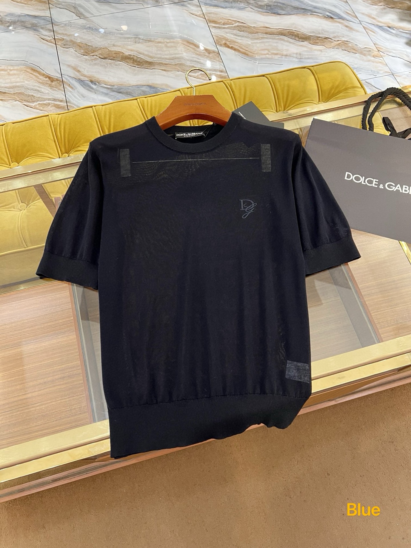 Dolce & Gabbana Blue Silk Knit T-Shirt with Embroidered DG Logo 2 i1741109308316 4148 0 6
