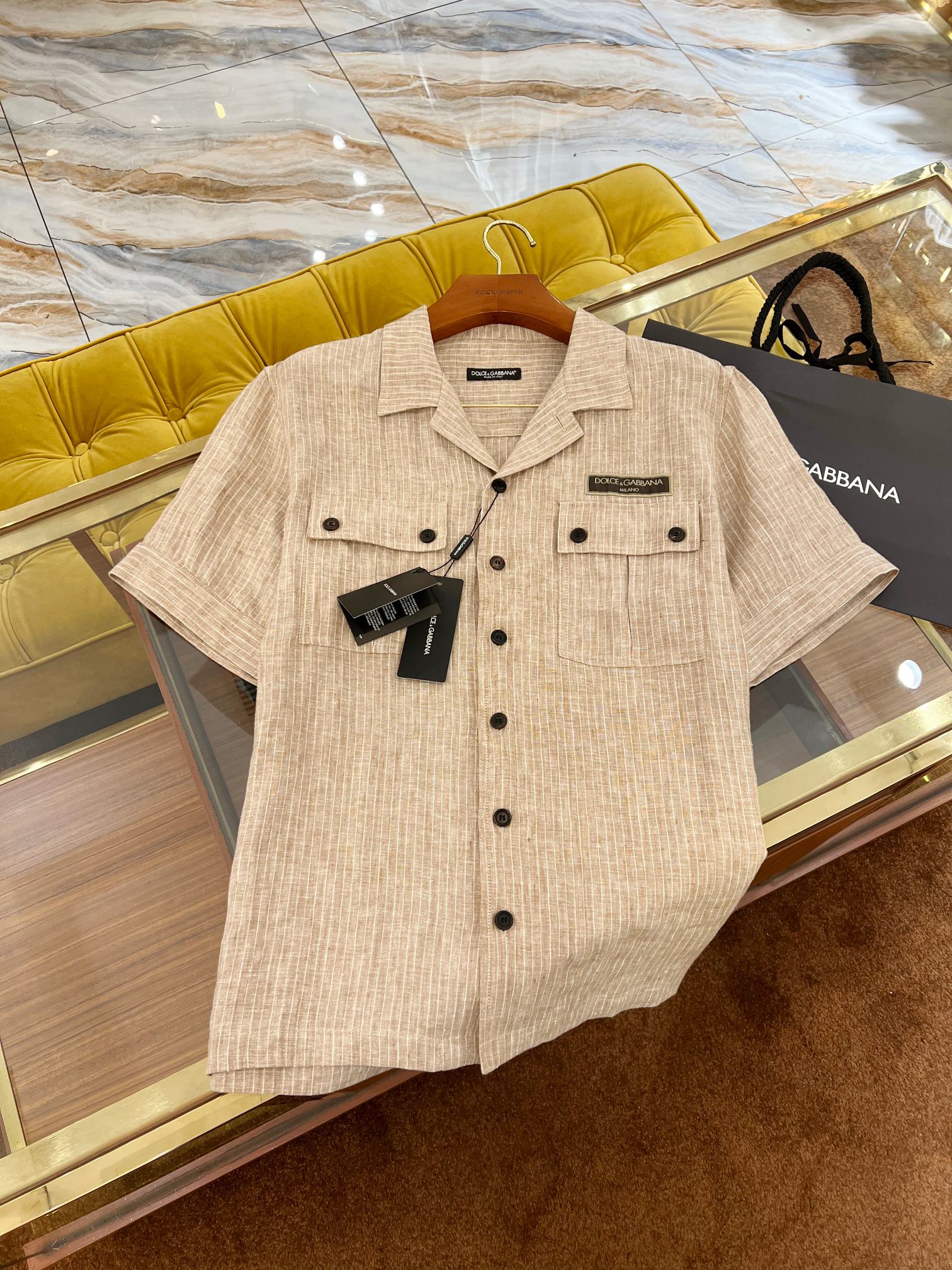 2025SS🔥DG新款短袖衬衫 100%亚麻条纹面料定织 多袋设计 DG...