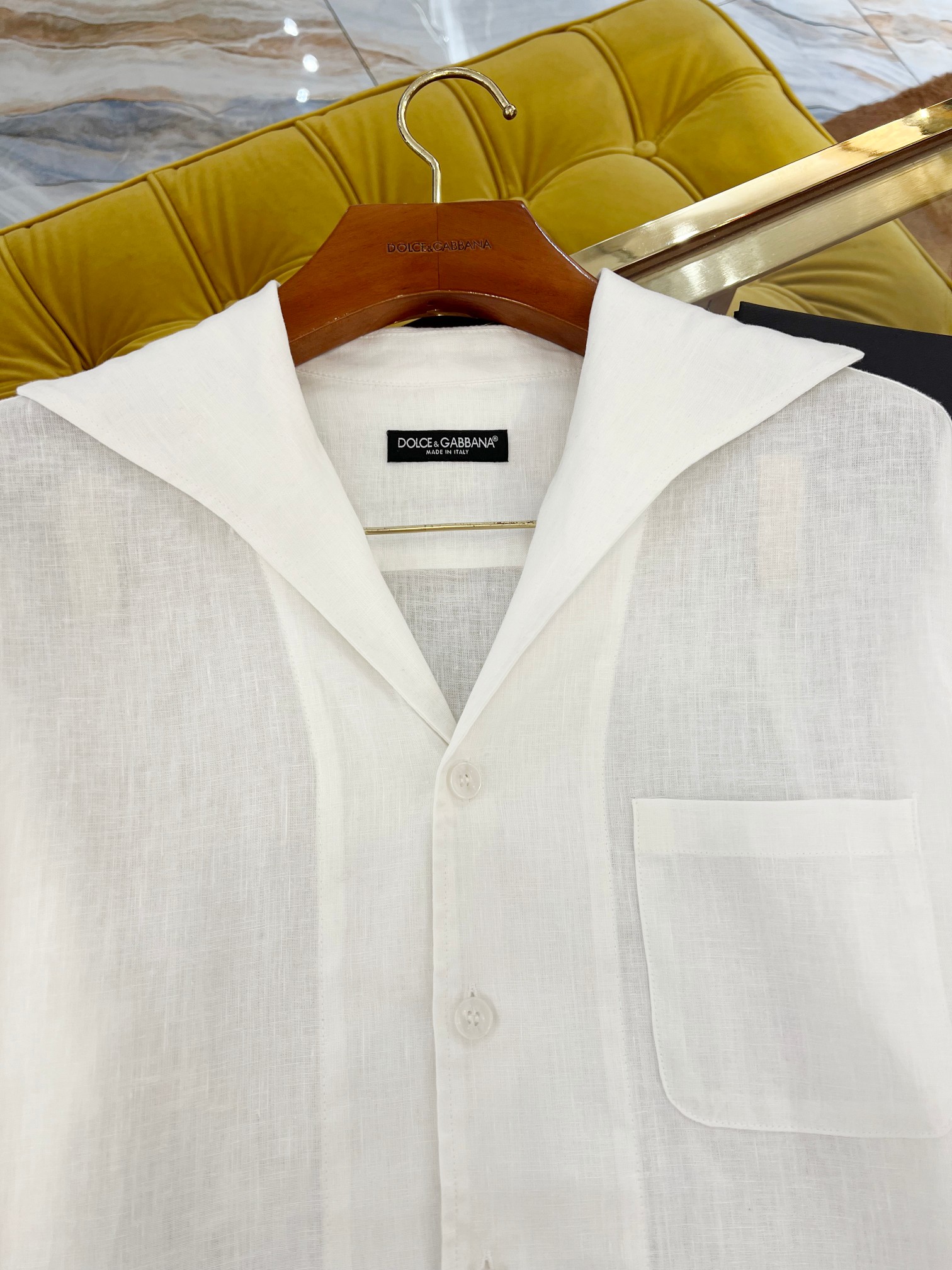 P1053 2025 SS+DG New Flax Shirt with Unique Navy Collar Design - 图片 7