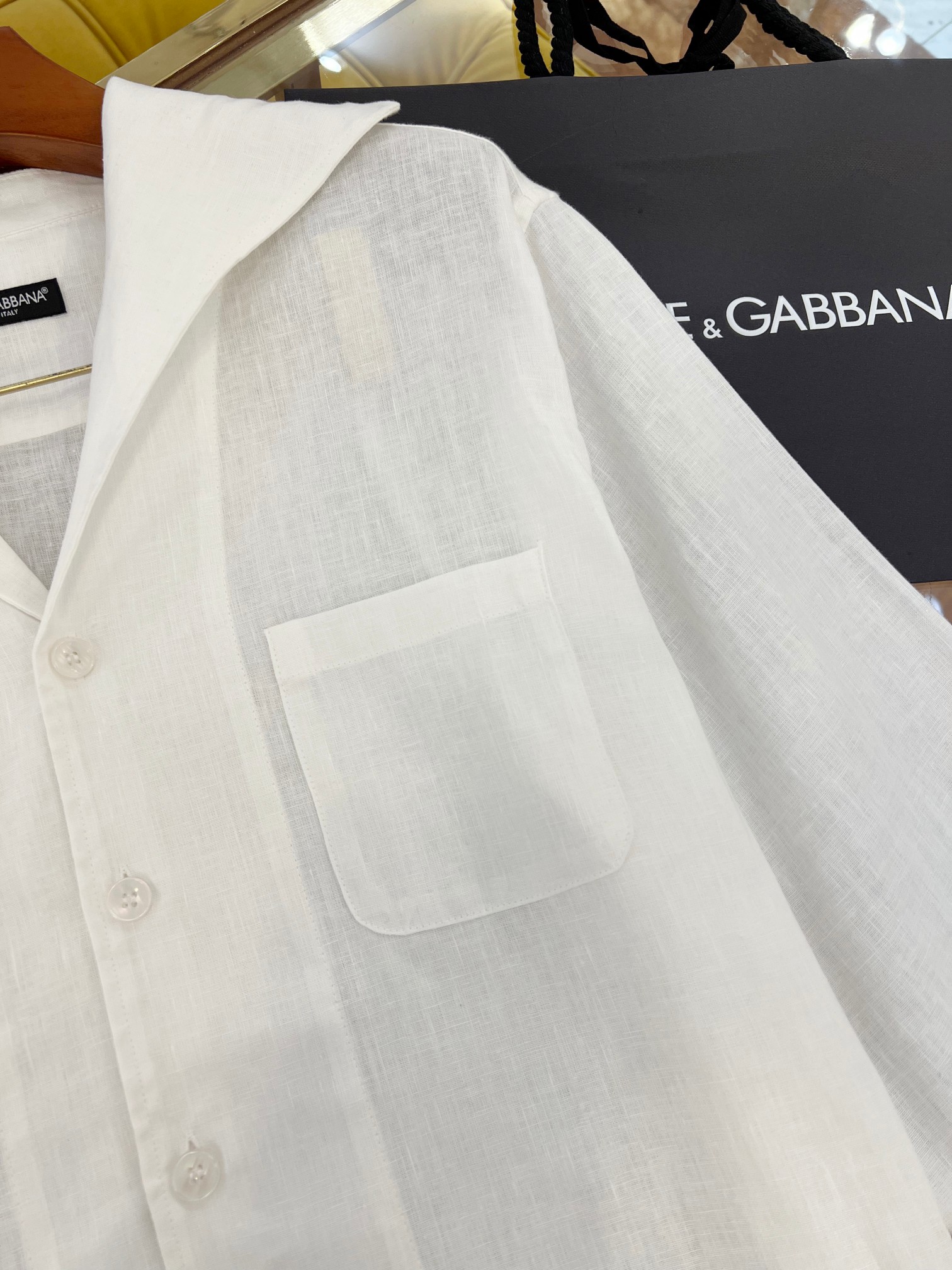 P1053 2025 SS+DG New Flax Shirt with Unique Navy Collar Design - 图片 4