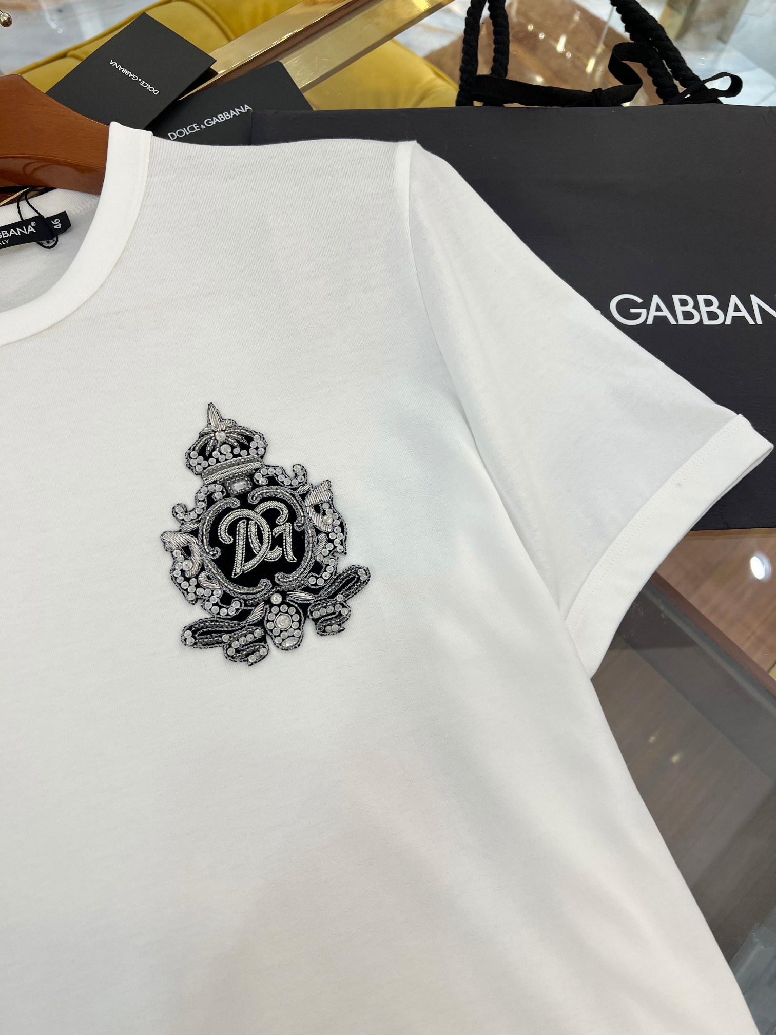   2025SS🔥DG最新款T恤 顶级手工👑银丝线 印度章仔 优质纯棉面料 独家发售 白色 Size：4