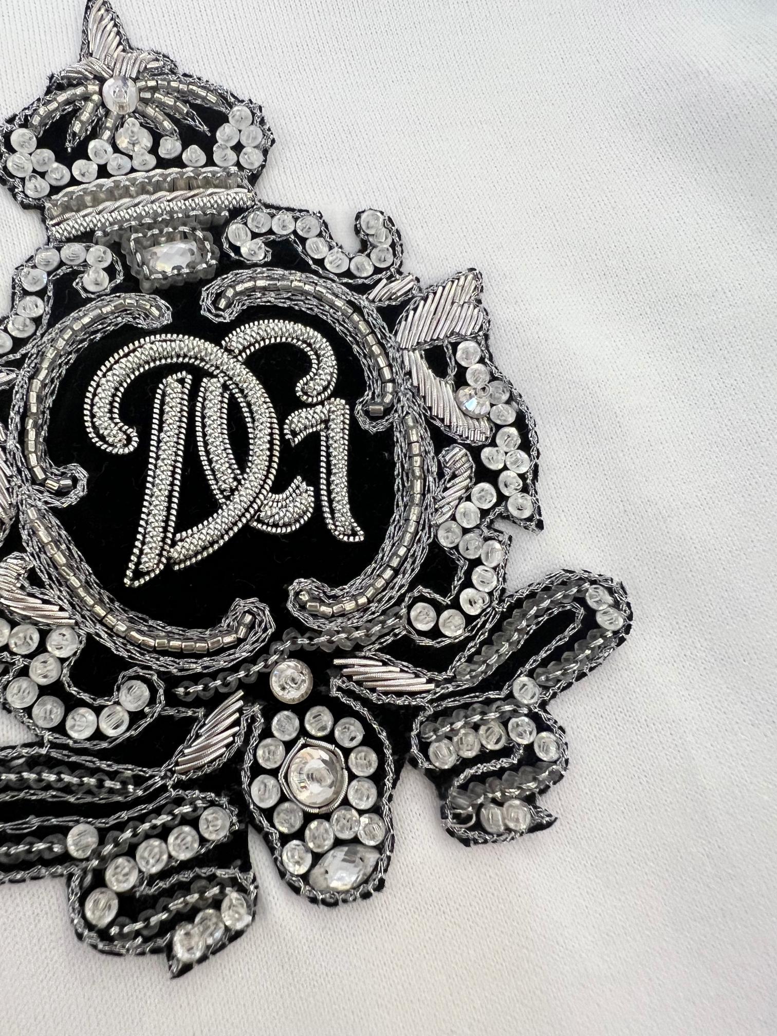   2025SS🔥DG最新款T恤 顶级手工👑银丝线 印度章仔 优质纯棉面料 独家发售 白色 Size：4