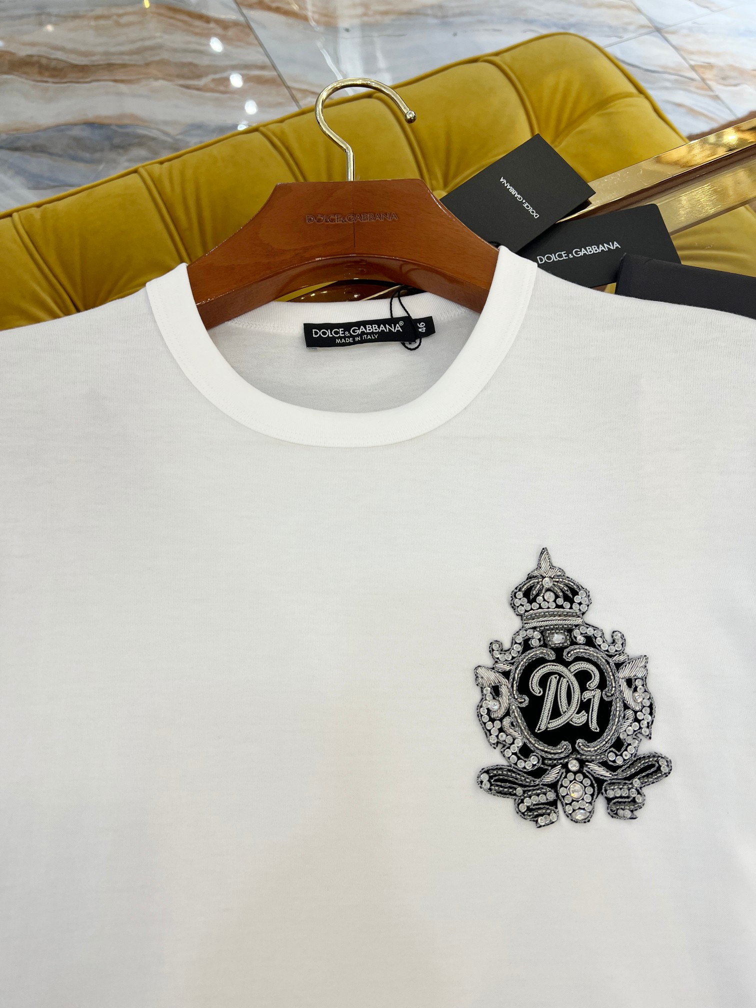   2025SS🔥DG最新款T恤 顶级手工👑银丝线 印度章仔 优质纯棉面料 独家发售 白色 Size：4