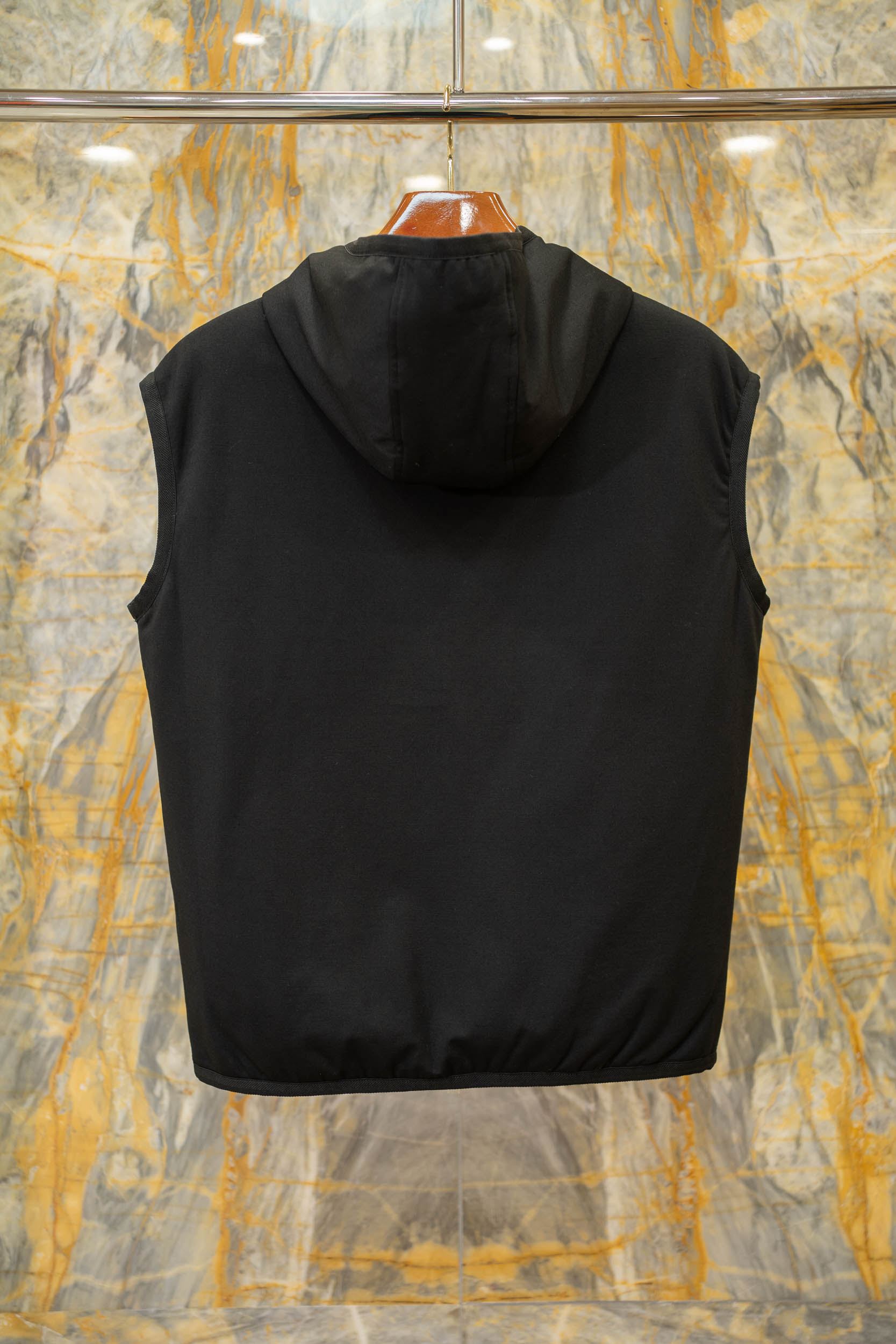 Dolce & Gabbana Padded Vest With Hood, Black Knit Fabric, DG Logo 3 a1759323570061 5512