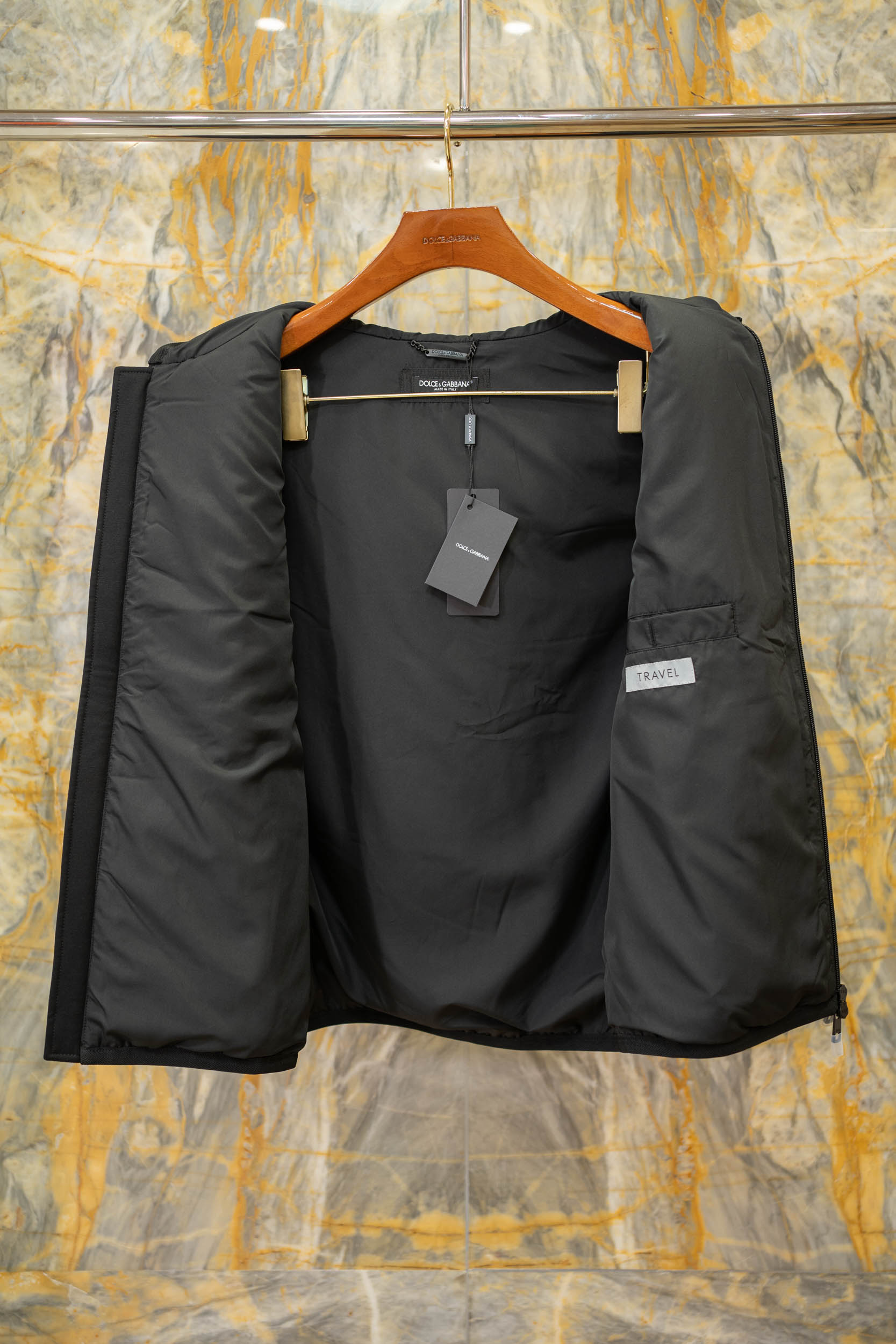Dolce & Gabbana Padded Vest With Hood, Black Knit Fabric, DG Logo 9 a1759323570067 6038