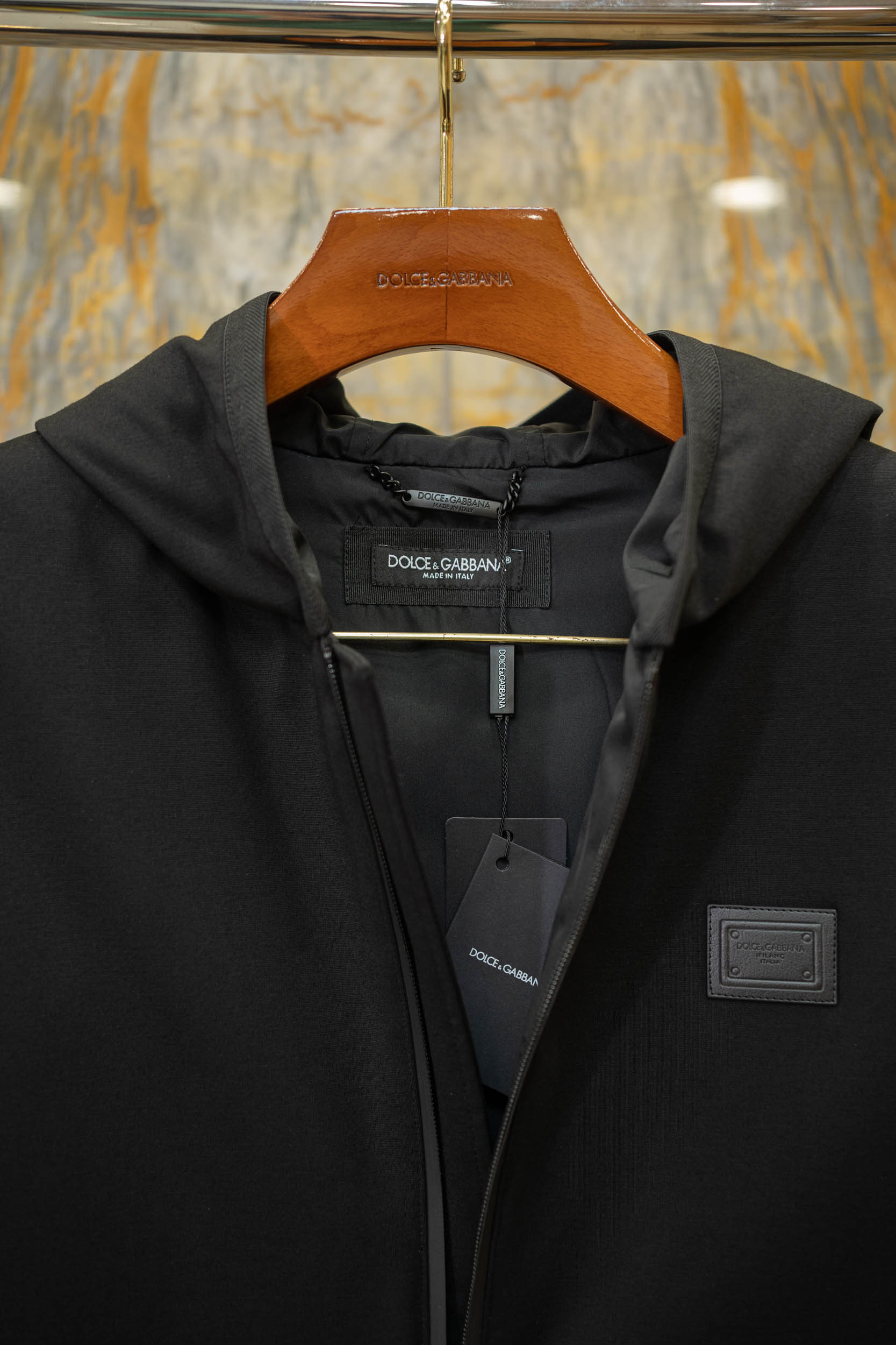 Dolce & Gabbana Padded Vest With Hood, Black Knit Fabric, DG Logo 6 a1759323571937 4780