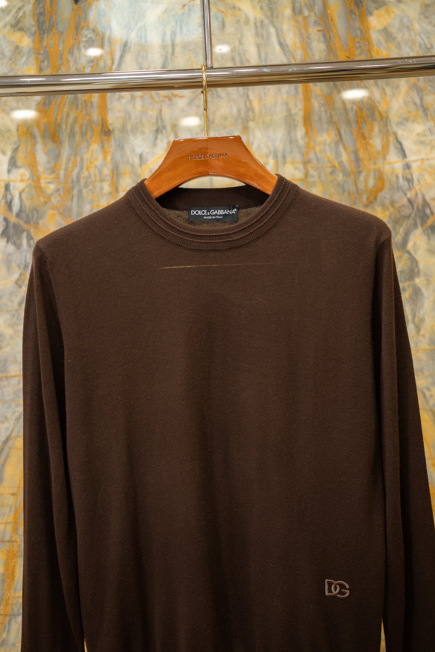 Dolce & Gabbana Men's Brown Wool Sweater with Embroidered DG Logo 3 a1759662685635 5806