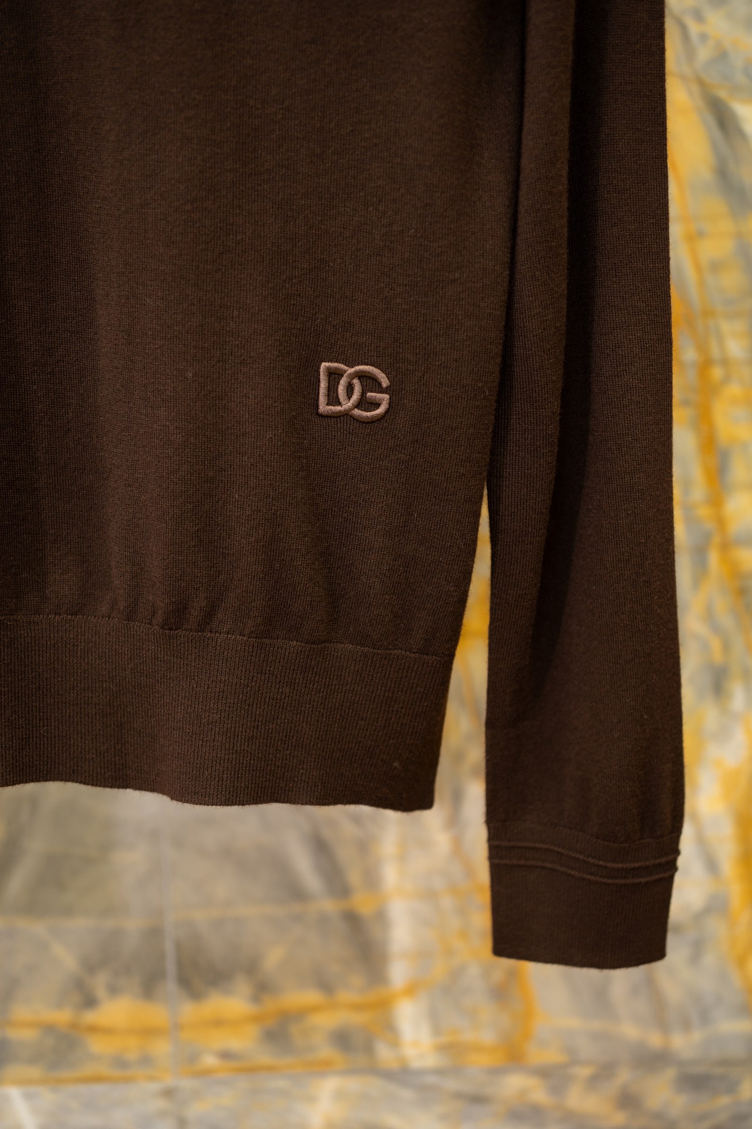 Dolce & Gabbana Men's Brown Wool Sweater with Embroidered DG Logo 5 a1759662685861 6305