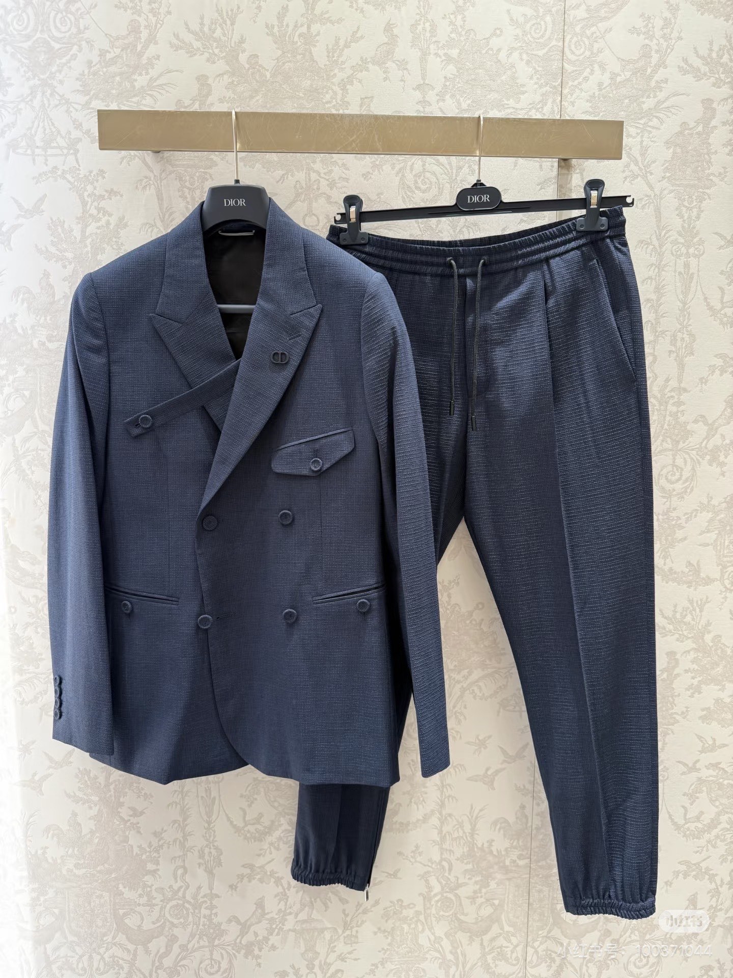 Dior Navy Blazer Jogger Pants Suit Set