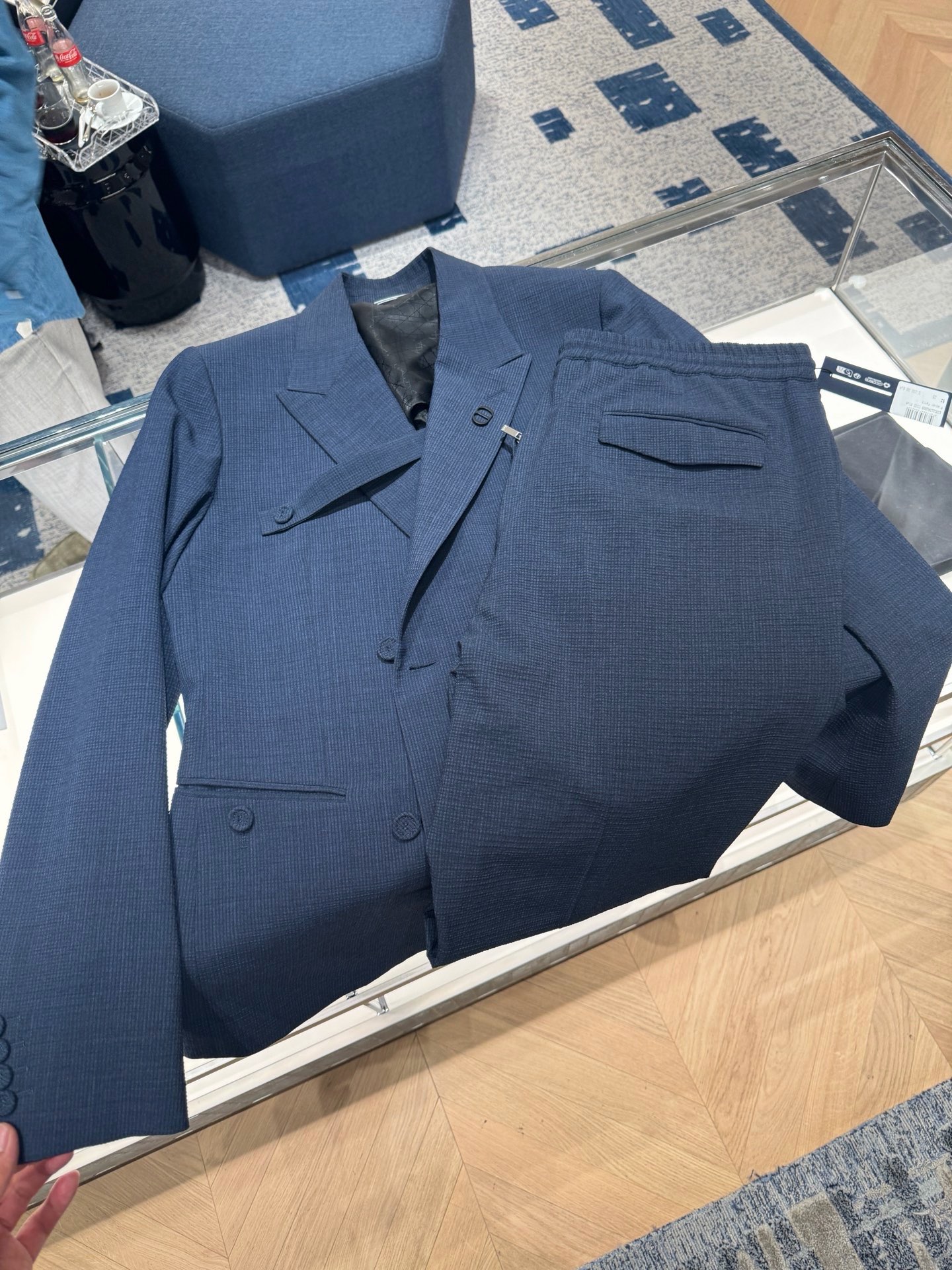 Dior Navy Blazer Jogger Pants Suit Set