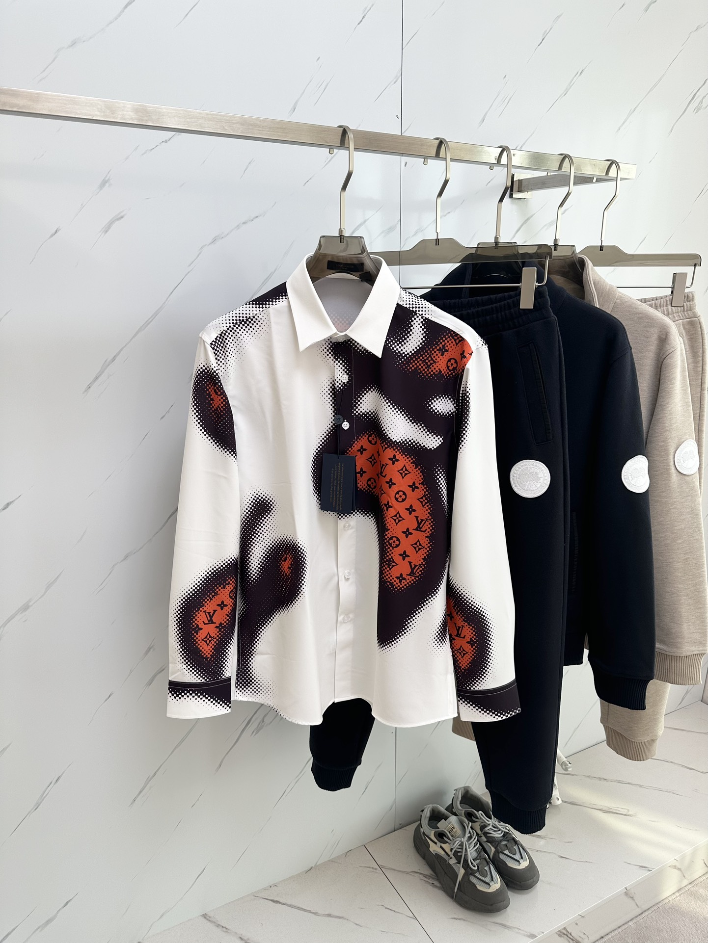 Louis Vuitton Clothing Shirts & Blouses Printing Men Cotton Poplin Fabric Fall Collection Fashion Long Sleeve