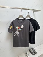 Loewe Clothing T-Shirt Embroidery Unisex Cotton Spring/Summer Collection Fashion Short Sleeve