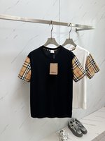 Burberry Clothing T-Shirt Embroidery Unisex Cotton Spring/Summer Collection Fashion Short Sleeve