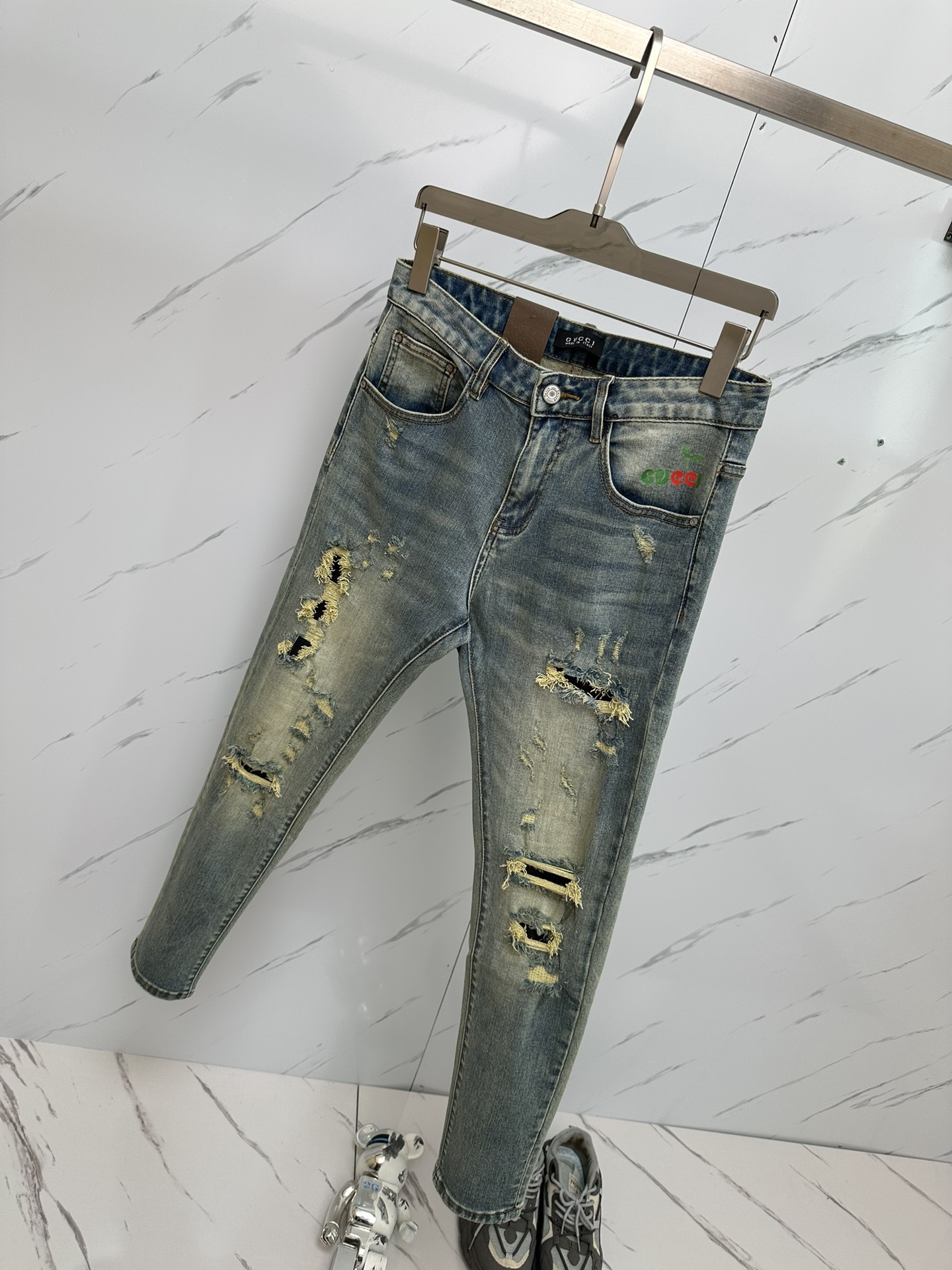 Gucci Men's Distressed Denim Jeans with Logo Detail, Sizes 29-38 7 i1732445372 7017 3