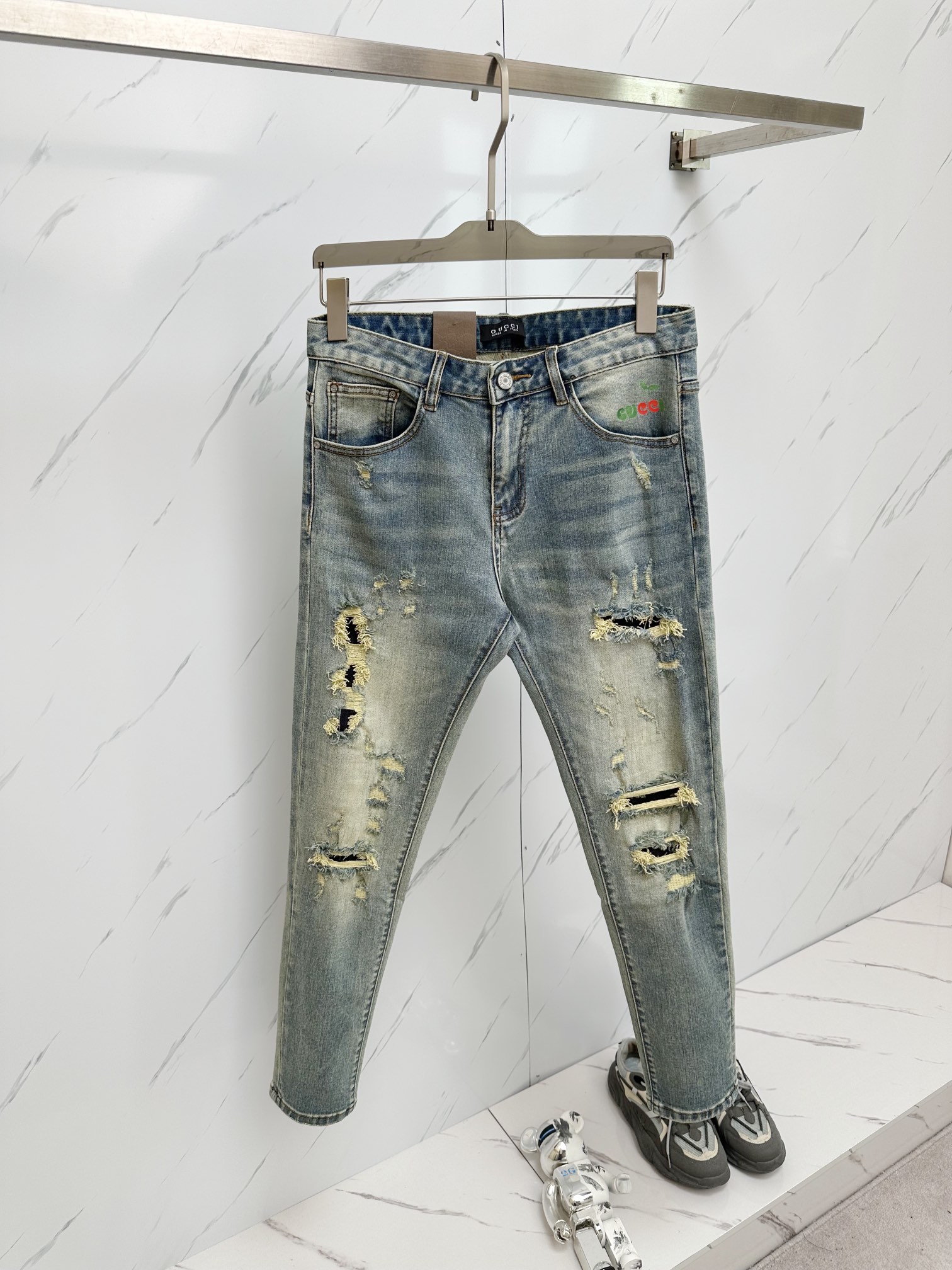 Gucci Men's Distressed Denim Jeans with Logo Detail, Sizes 29-38 4 i1732445373 5469 6
