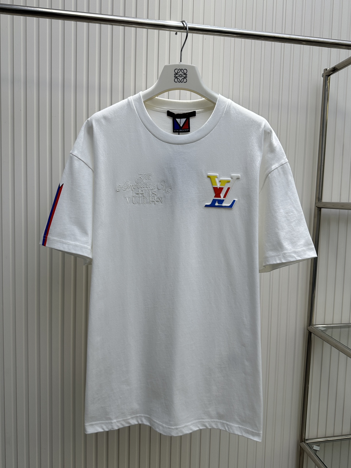 Louis Vuitton Clothing T-Shirt Embroidery Short Sleeve