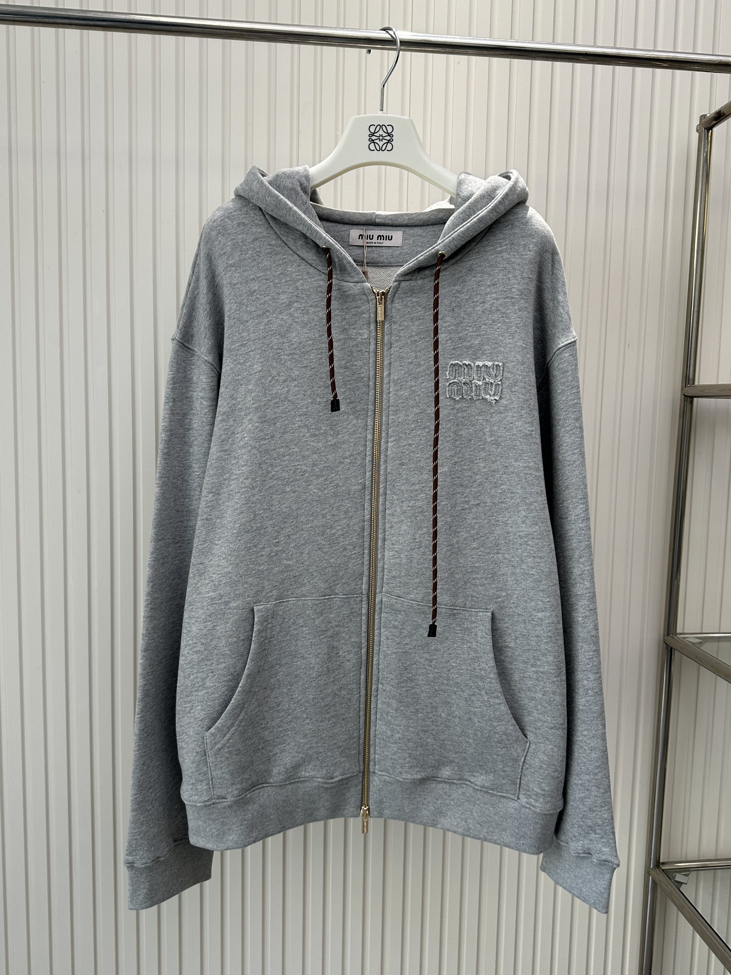 MiuMiu Clothing Coats & Jackets Embroidery Hooded Top