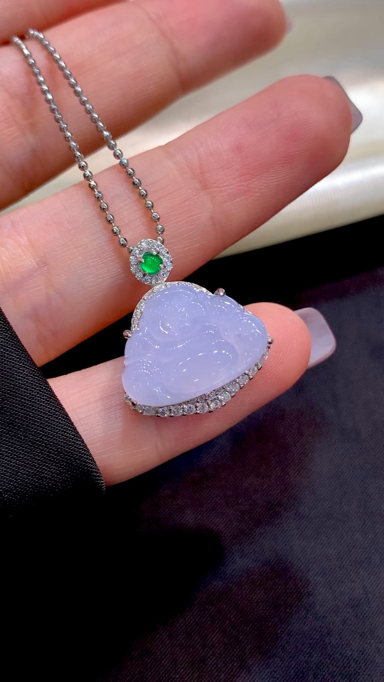 Premium Silver-Set Ice-Glazed Purple Buddha