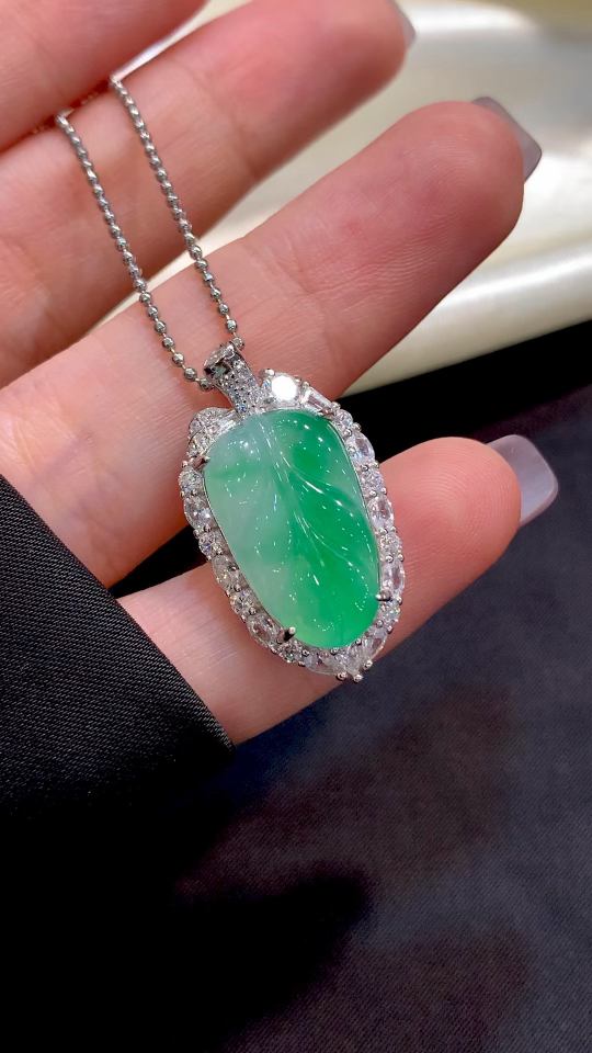 Premium Silver-Inlaid Ice Glaze Yang Green Floral Leaf