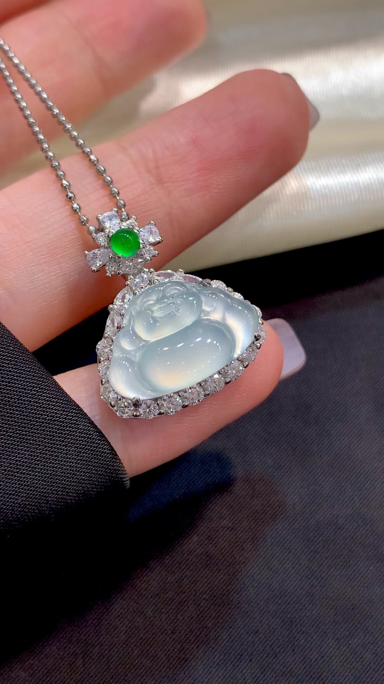 Premium Silver-Set High-Ice Fluorescent Buddha