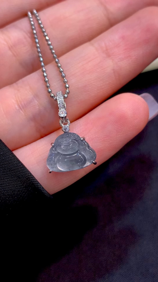 Premium Silver-Inlaid Black Ice Buddha Pendant with Universal Clasp