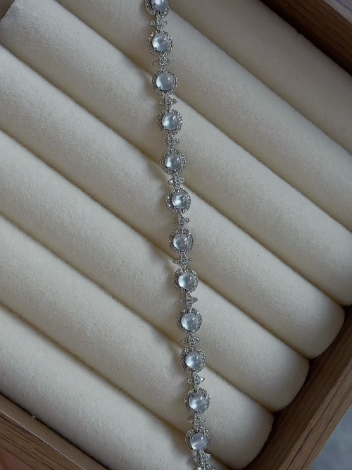 Silver-inlaid natural light real shot, high ice glow bracelet