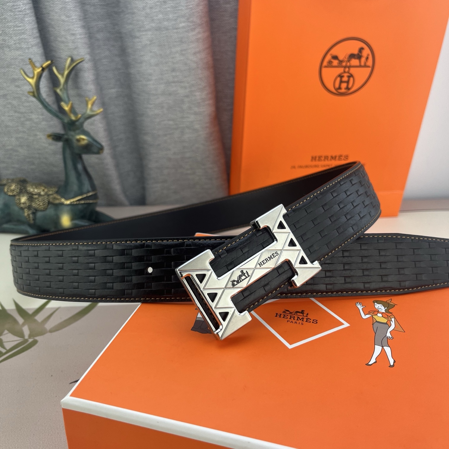 爱马仕💕 特种皮腰带系列 ，原厂五金精品不锈钢扣，手感柔软舒适 宽3.8CM。