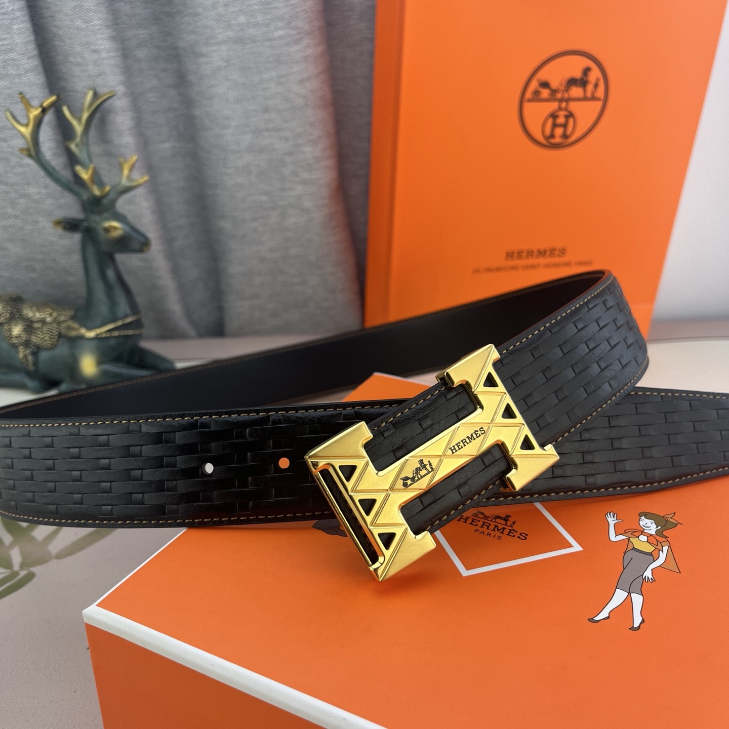 爱马仕💕 特种皮腰带系列 ，原厂五金精品不锈钢扣，手感柔软舒适 宽3.8CM。