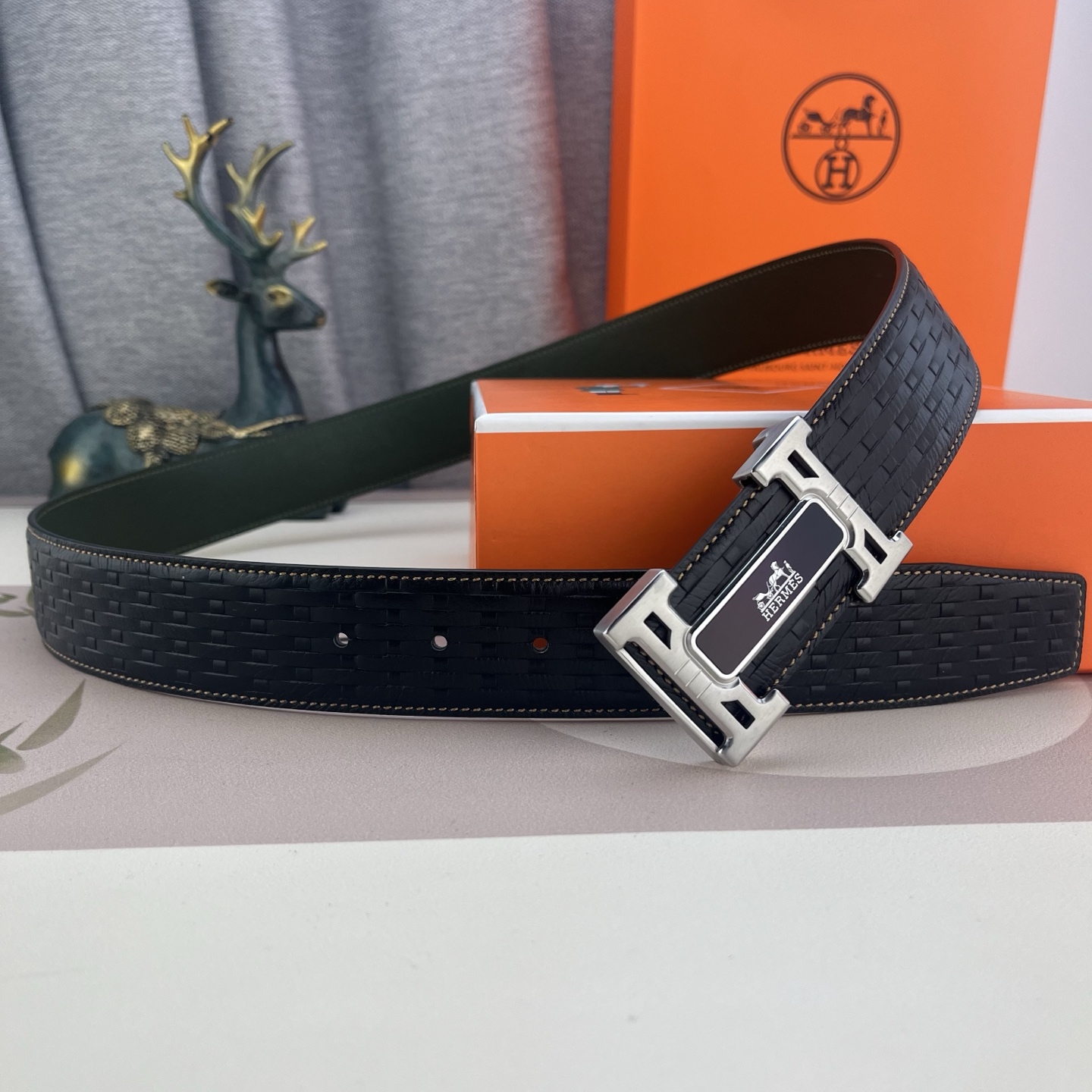 爱马仕💕 特种皮腰带系列 ，原厂五金精品不锈钢扣，手感柔软舒适 宽3.8CM。