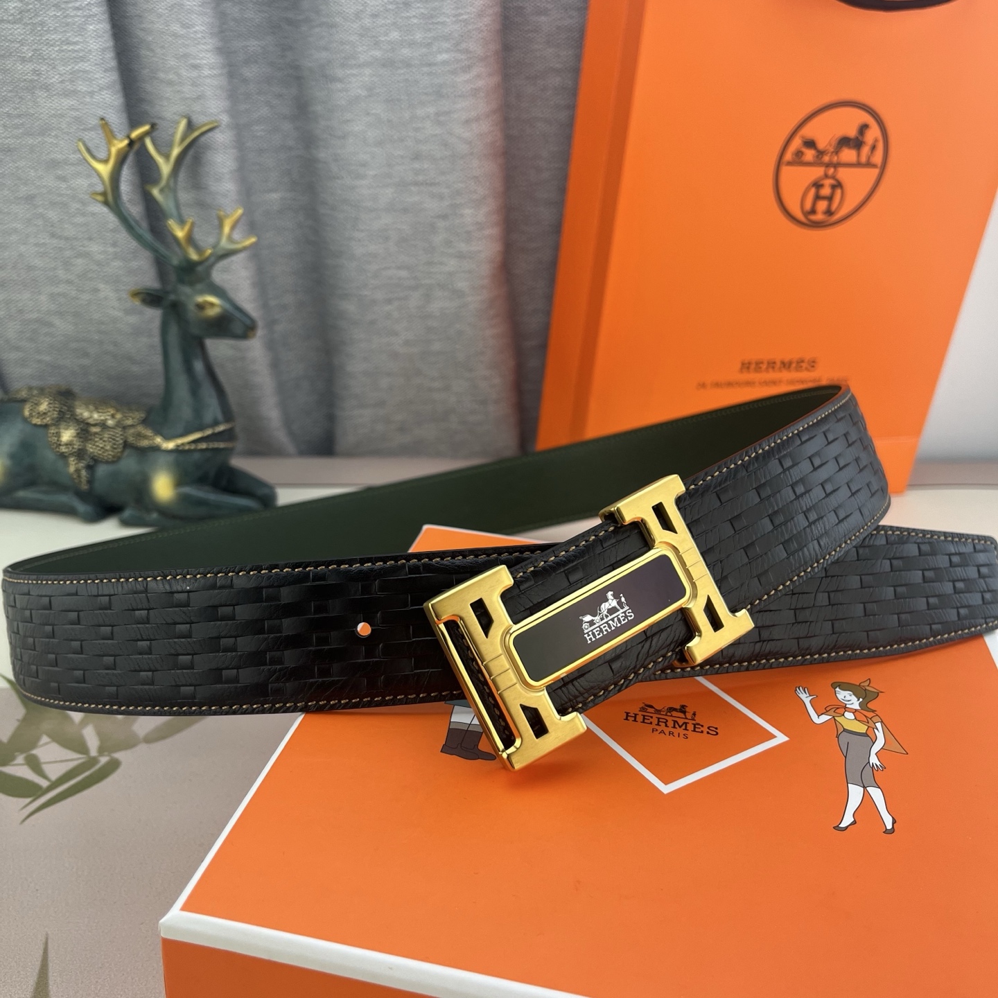 爱马仕💕 特种皮腰带系列 ，原厂五金精品不锈钢扣，手感柔软舒适 宽3.8CM。