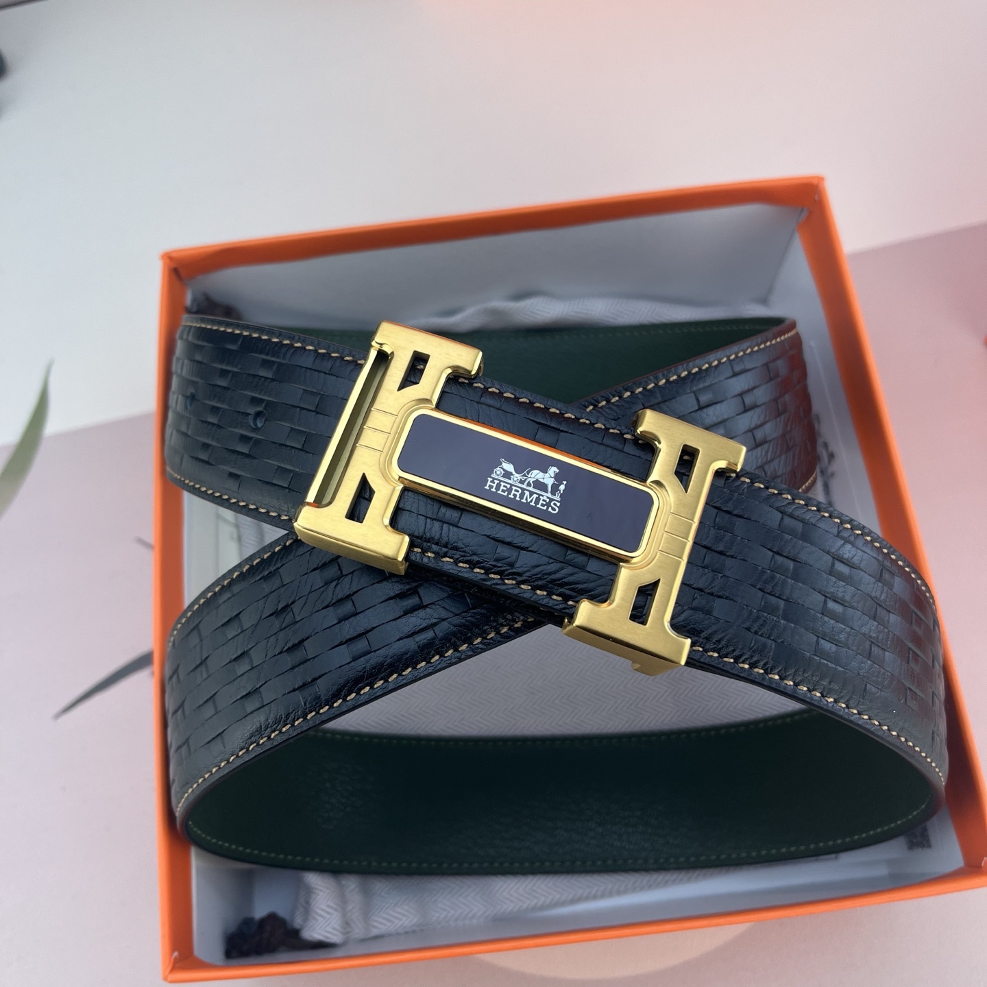 爱马仕💕 特种皮腰带系列 ，原厂五金精品不锈钢扣，手感柔软舒适 宽3.8CM。