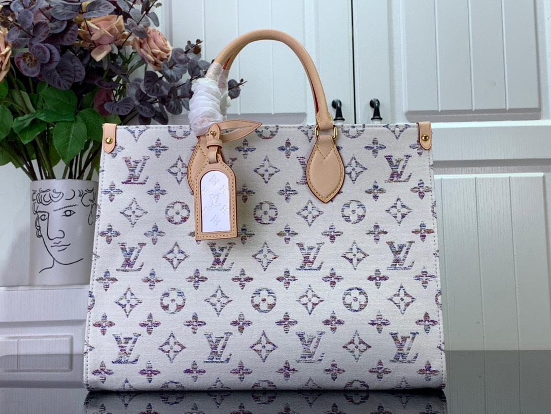 Louis Vuitton LV Onthego Bolsos de mano Bolsos de Tote Cuero de vaca Tejidos M24708