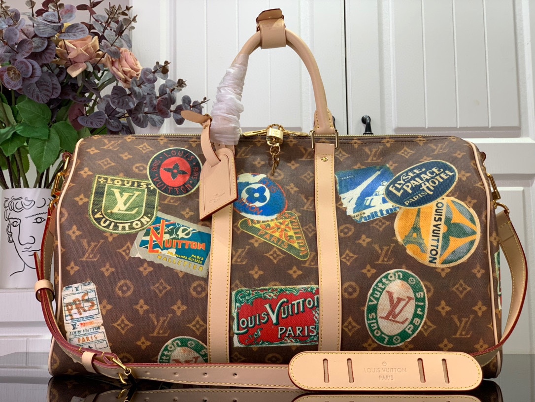 Louis Vuitton LV Keepall Bolsos de viaje Monogram Canvas Lona Cuero de vaca Vintage M24960