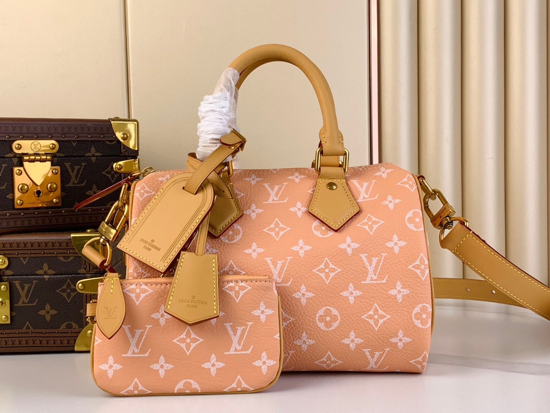 Louis Vuitton LV Speedy Torby Torebki Tani projektant repliki
 Niebieski Brązowy Zielony Czerwony Żółty Polerowanie Płótno Skóra krowia owcza M24443